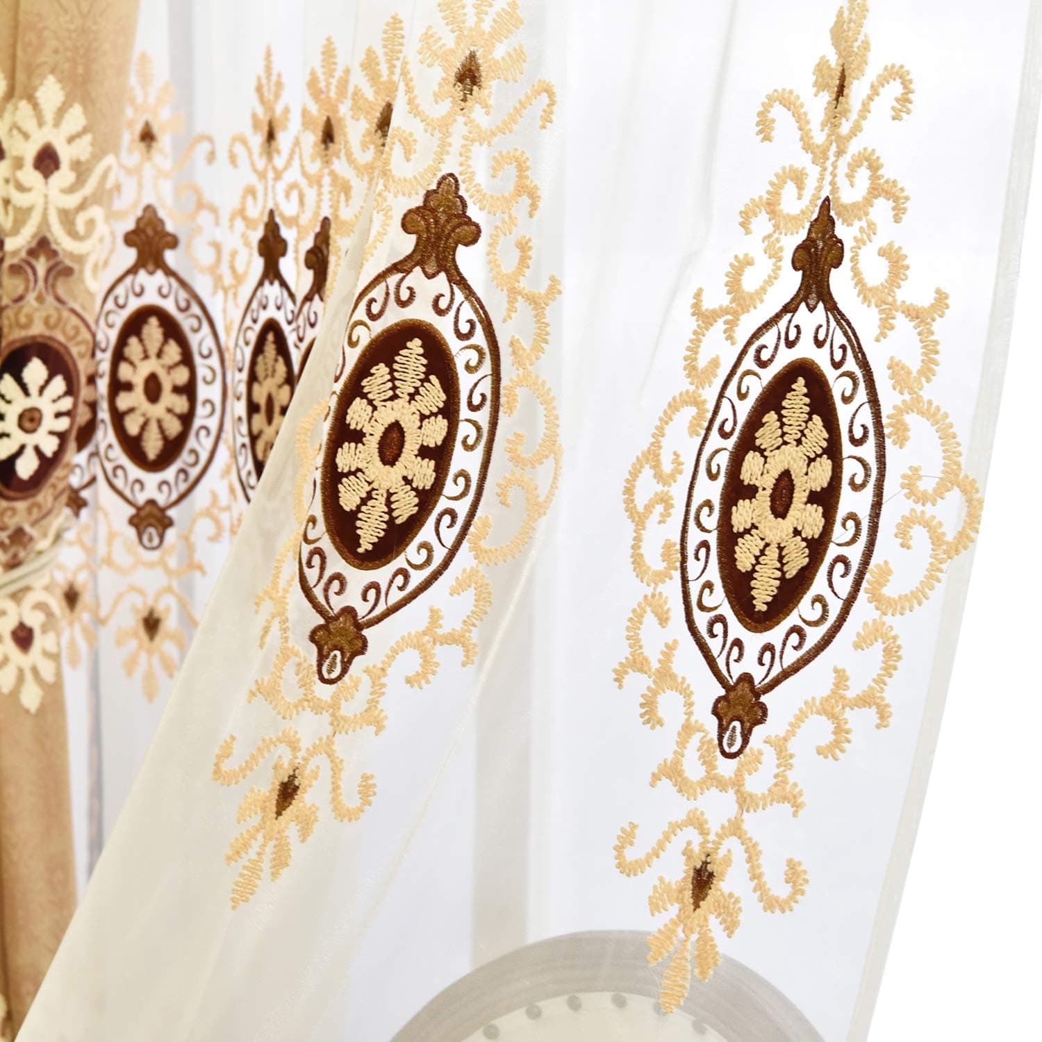 VOGOL Customized Simple Chenille Jacquard Sheer Window Elegance Curtains/Drapes/Panels/Treatments for Bedroom Living Room, 54 x 84 Inch, Top Grommets(2 Panels)