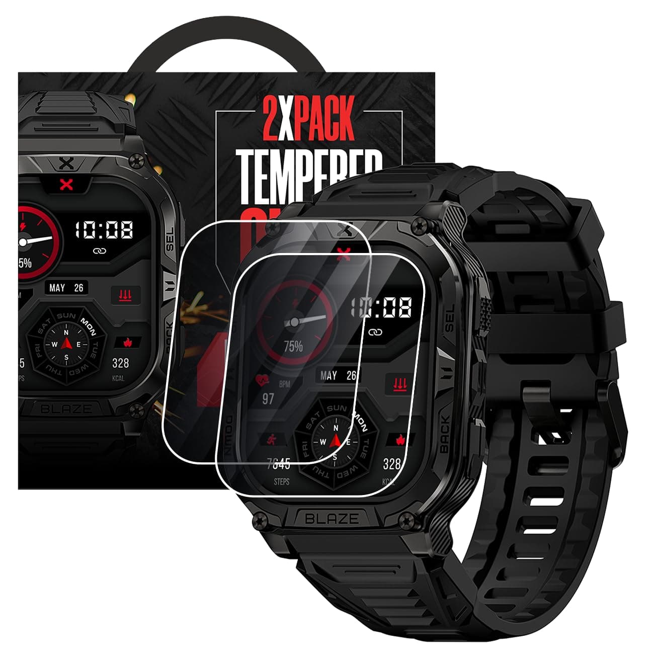 - Tempered Glass Screen Protector Compatible Smartwatches - High Transparency, Anti Scratch, High Sensitivity, Bubble Free (2 Pack) Blaze S