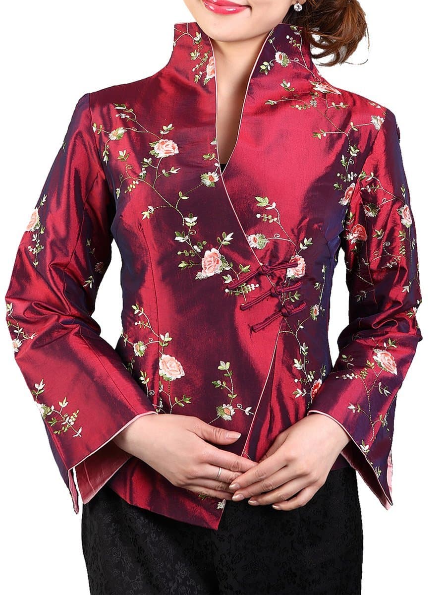 Daisy and Peony Embroidery Chinese Jacket