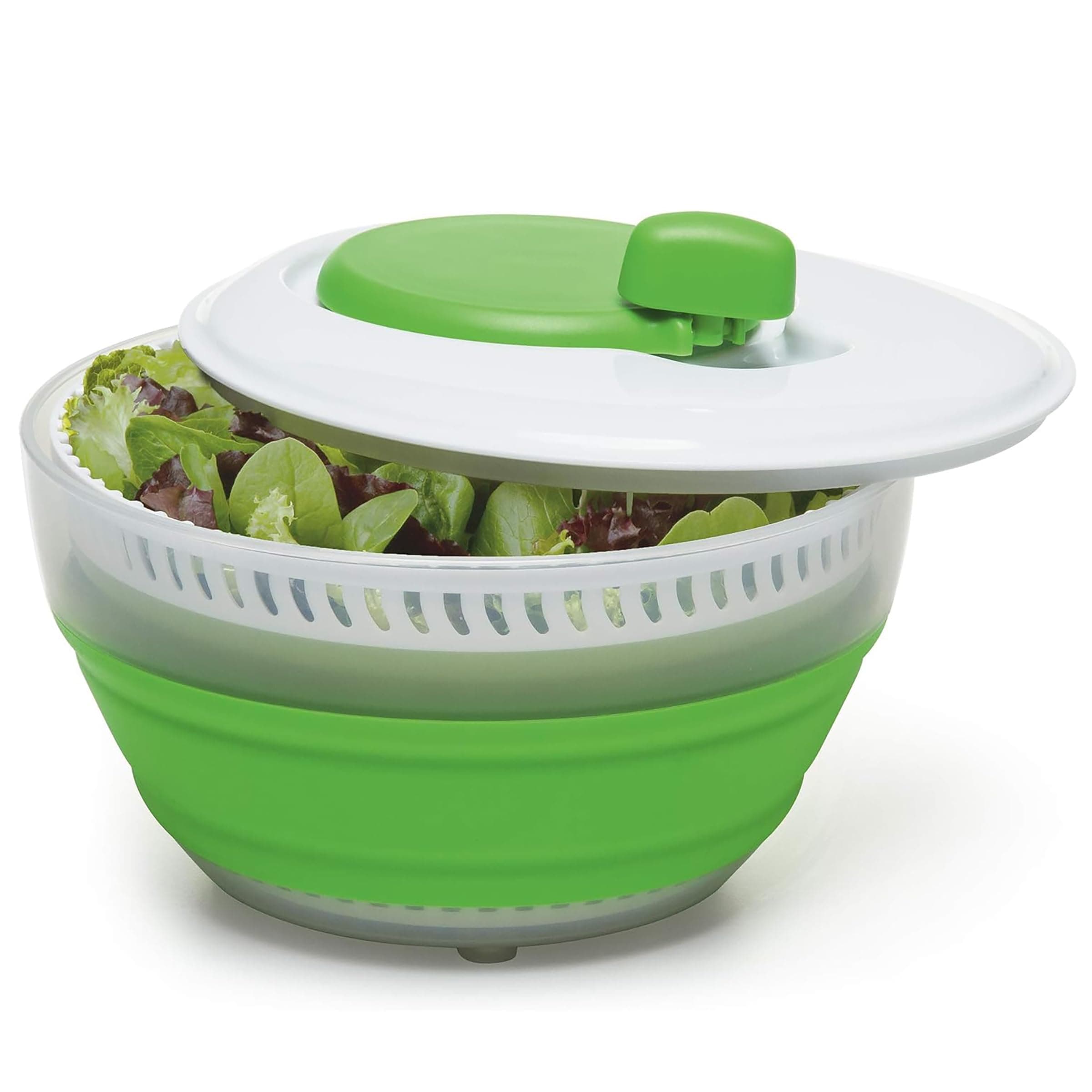 PrepWorks 3 Qt Collapsible Salad Spinner – Space-Saving, Easy-to-Use, BPA-Free, for Quick Salad Washing & Drying, Dishwasher Safe