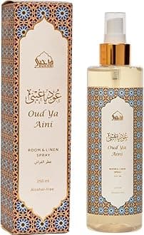 Oud Room & Linen Spray by Dukhni | 250ml Aini Air Freshener, Room Mist, for Bed Linen, Fabrics, Sofa and Prayer Mats | Islamic gifts, Free from Alcohol, Odour eliminator for strong odour