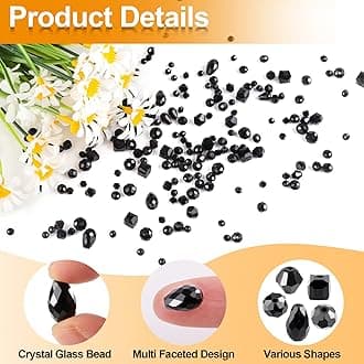 Crystal Beads, 600pc Rondelle Jewelry Glass Beads Bulk, Assorted; 4/6/8mm Black