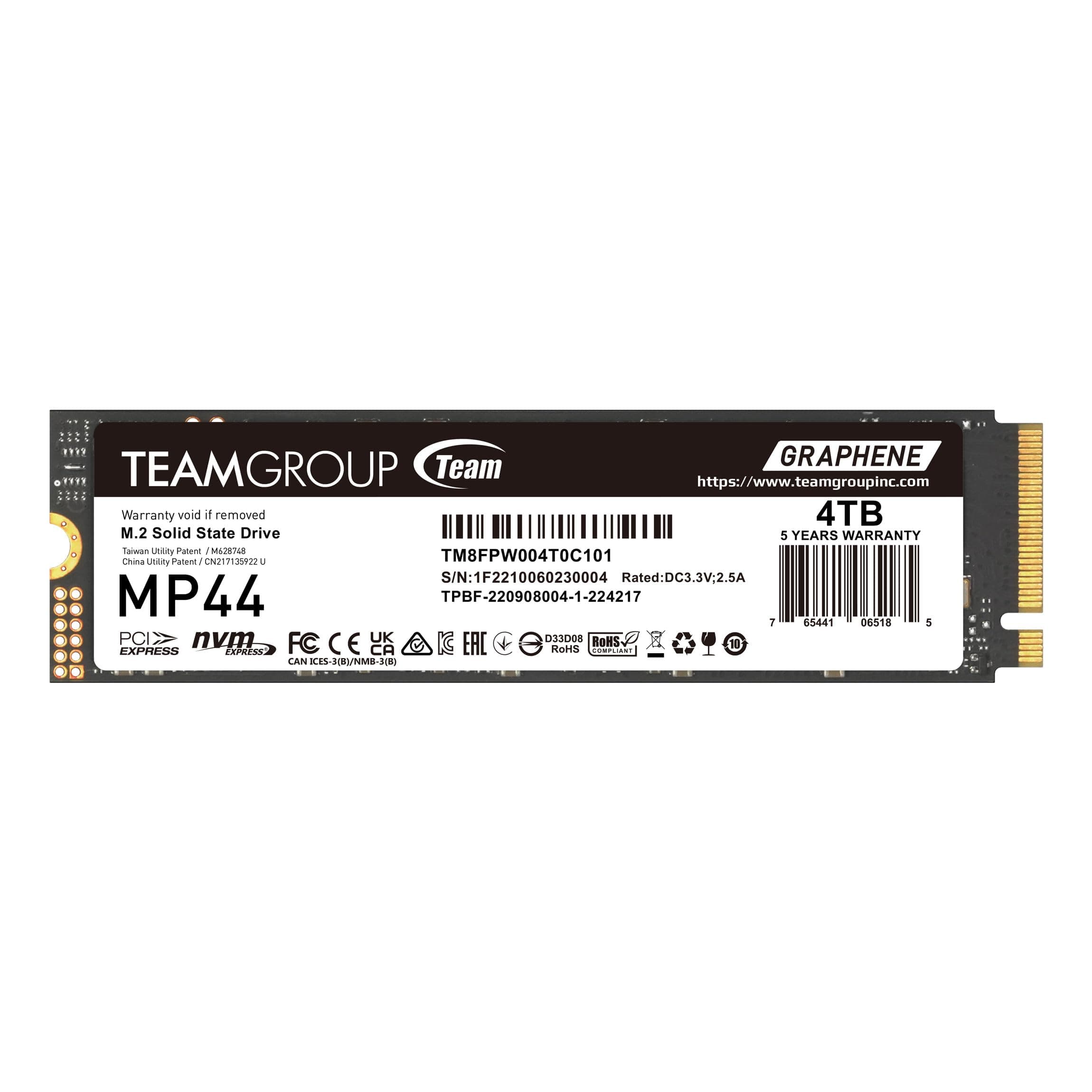 TEAMGROUP MP44 4TB SLC Cache Gen 4x4 M.2 2280 PCIe 4.0 with NVMe Laptop & Desktop & NUC & NAS SSD Solid State Drive (R/W Speed up to 7,400/6,900MB/s) TM8FPW004T0C101