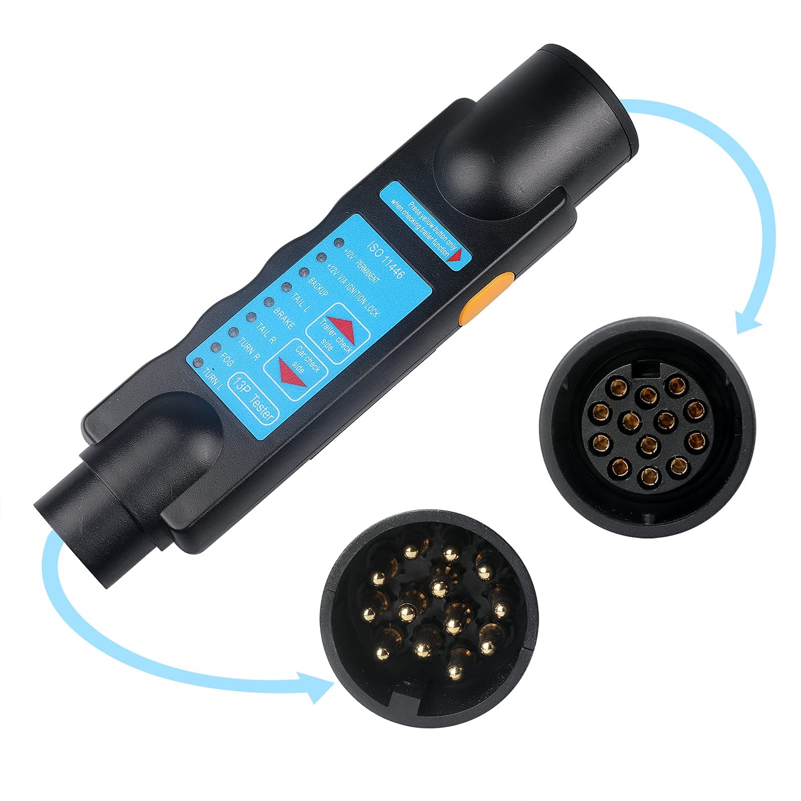 13 Pin Trailer Lights Plug and Socket Tester 12V Wiring Circuit Electrics Diagnostic Connector for Towing Car Caravan