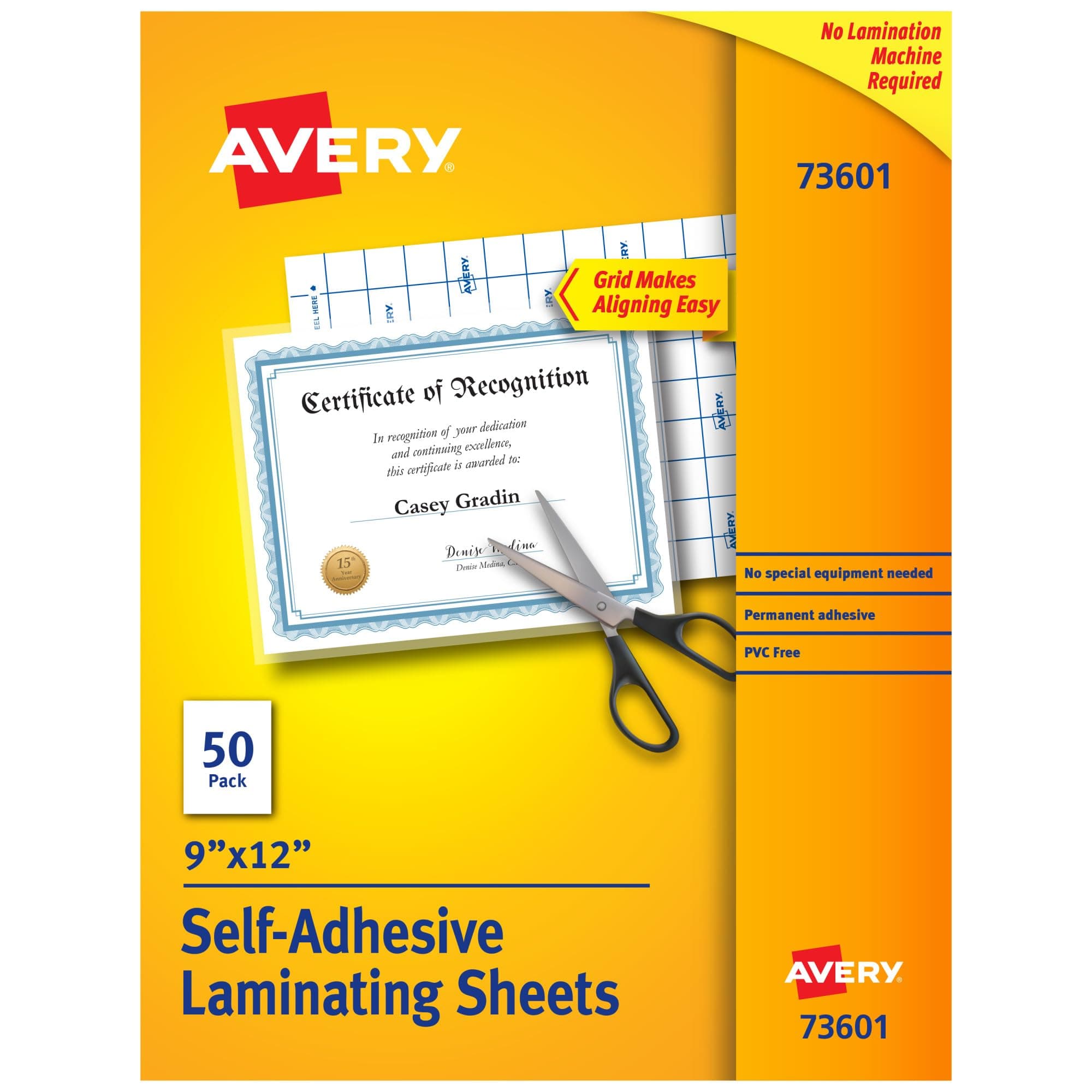 Clear Self-Adhesive Laminating Sheets, 3 mil, 9 x 12, 50/Box [並行輸入品]