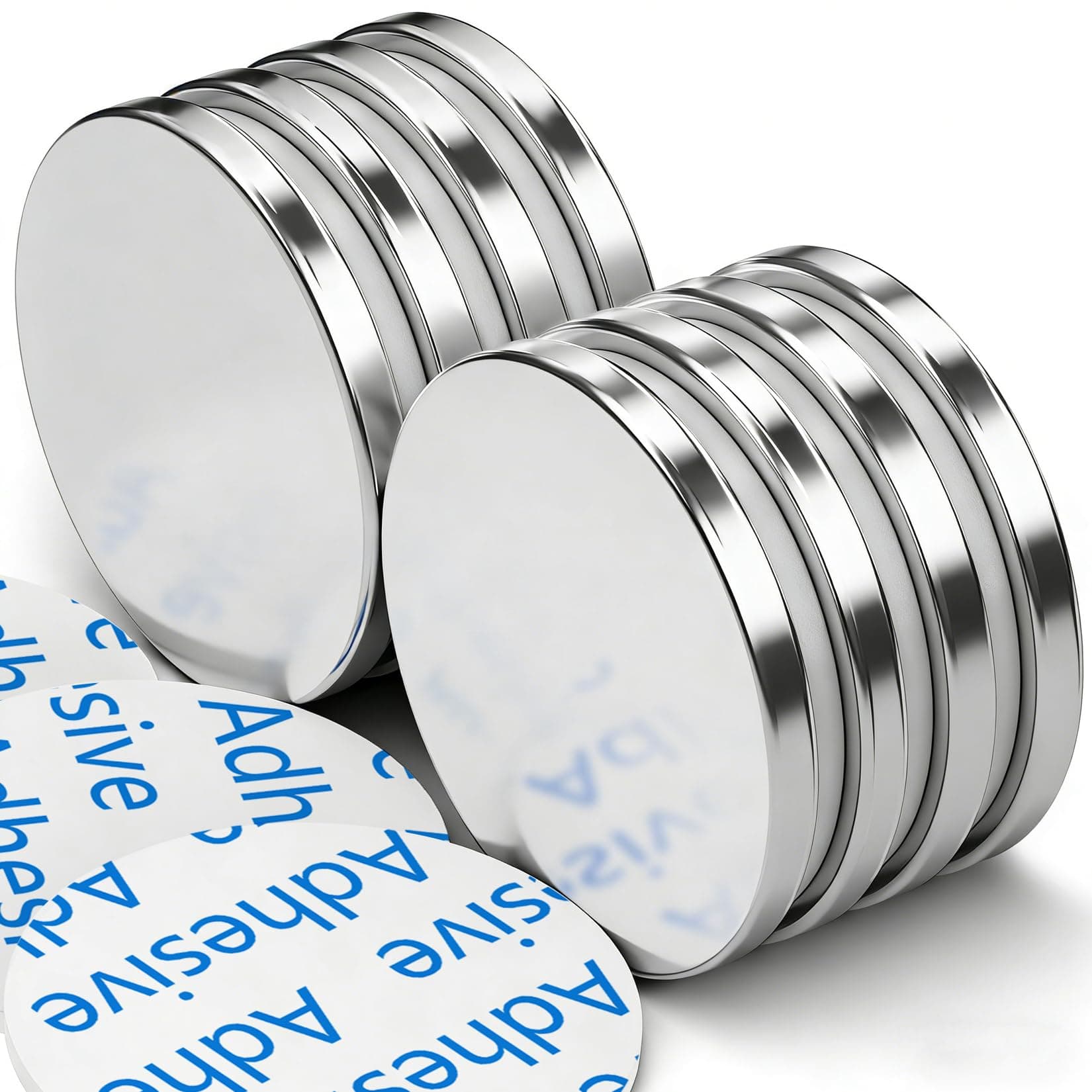 Grtard 30 x 3 mm Strong Magnet, 8 KG Pull Super Strong Neodymium Disc Magnets, Magnetic Round with Double-Sided Adhesive, Powerful Permanent Rare Earth Magnets for Fridge DIY, Craft, DIY - 8 Pack