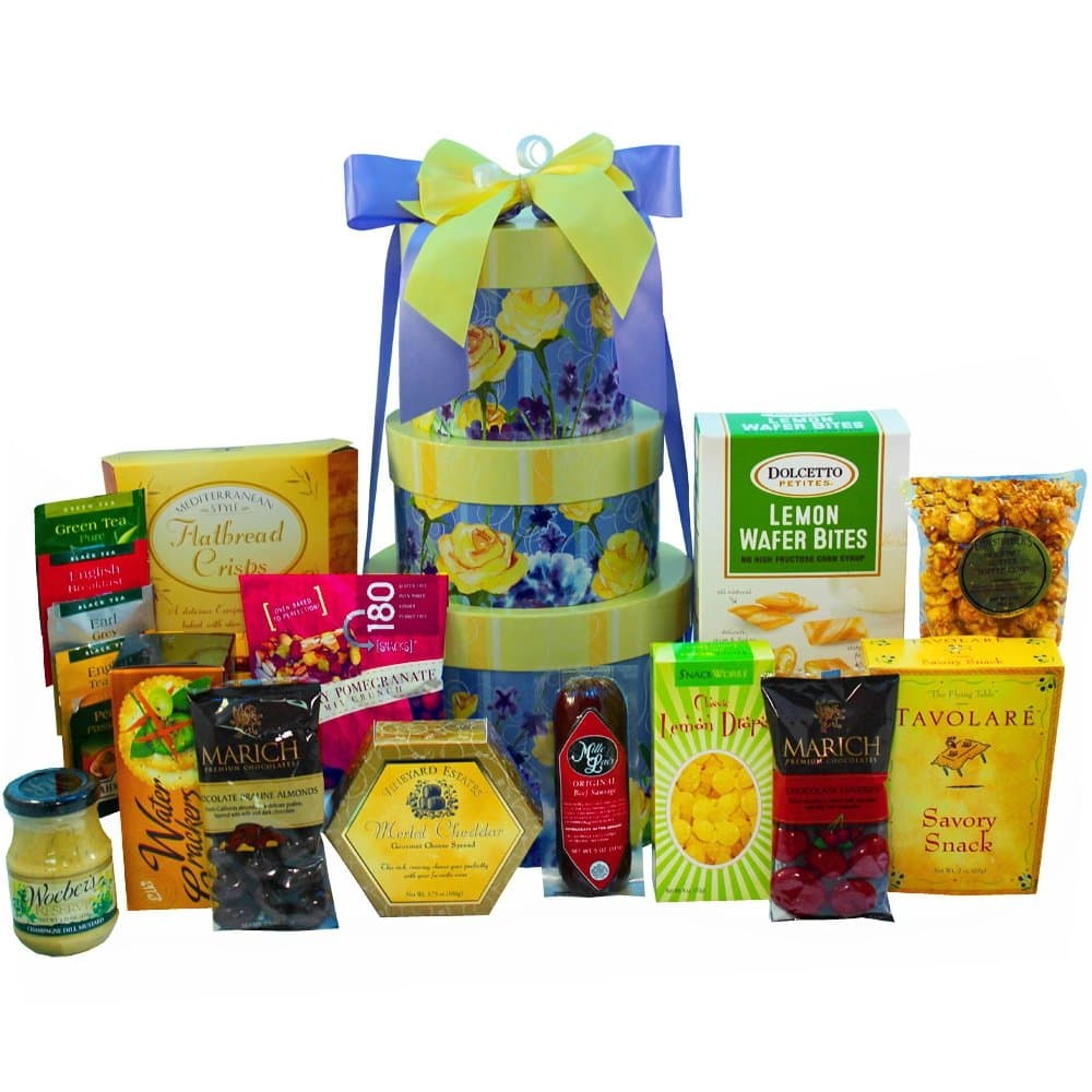 Fancy Floral Gourmet Snacking Gift Tower