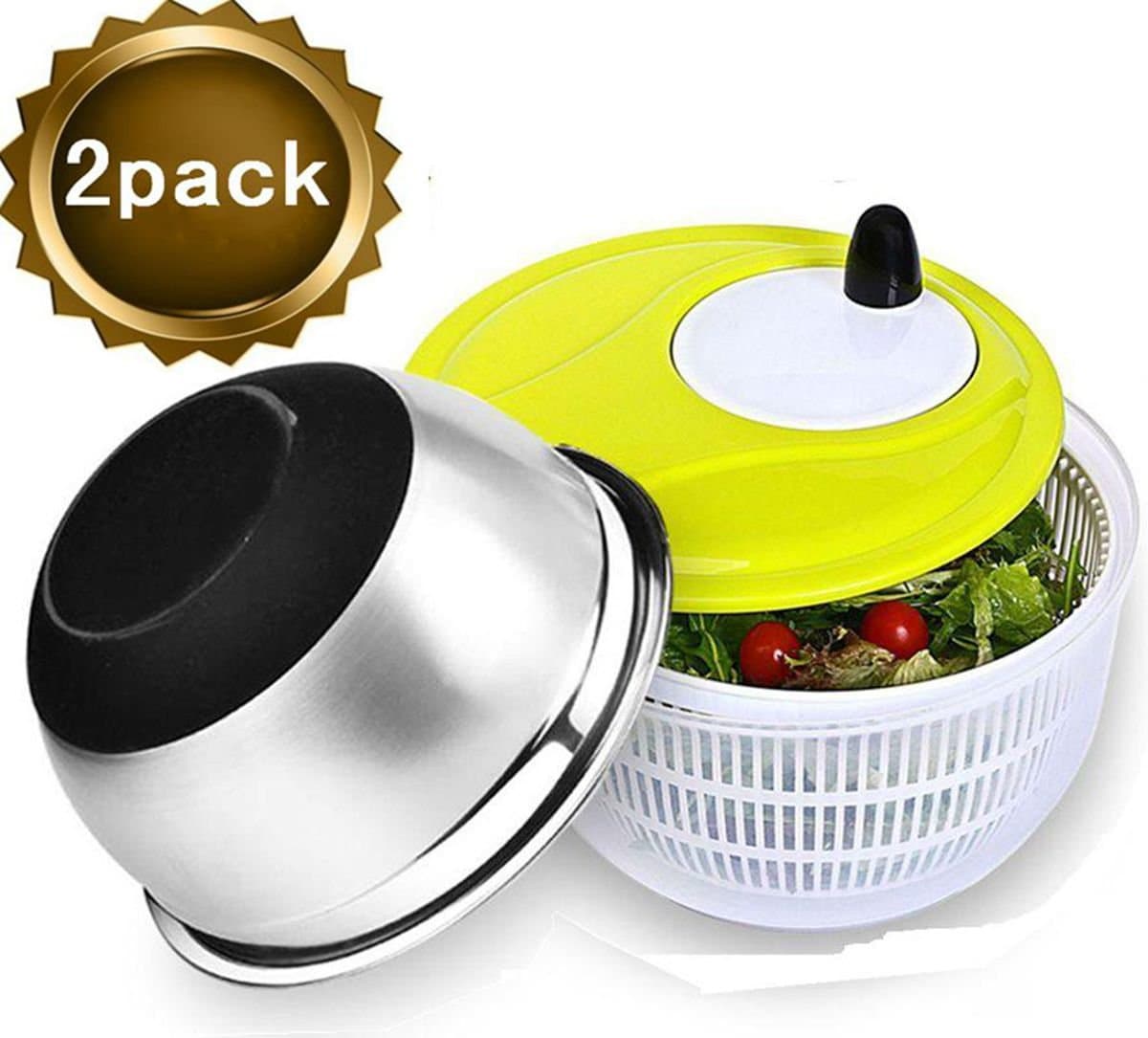 Salad Spinner,Suitable for Salad,Greens,Vegetables,Fruit,Lettuce-Plus A Stainless Steel Salad Bowl