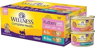 Wellness Complete Health Grain-Free Wet Canned Kitten Food, Made in USA with Real Meat, All Breeds, Smooth Pate (Kitten, Whitefish & Chicken Bundle, 3-Ounce Can, Pack of 12)