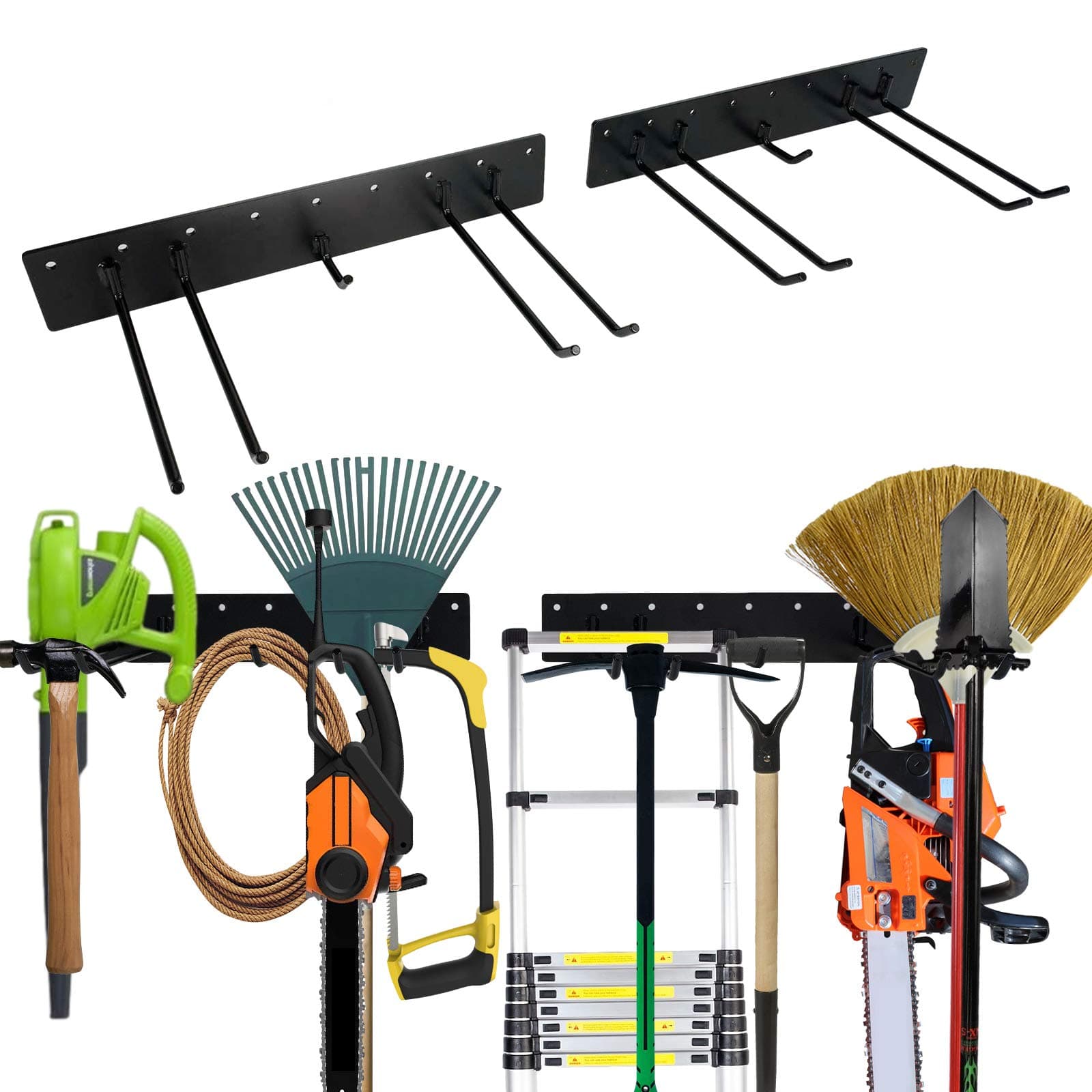2 Pack Tool Storage Rack Heavy-Duty Metal Garage Wall Mount Organizer Holds Up to Max 200 lbs…