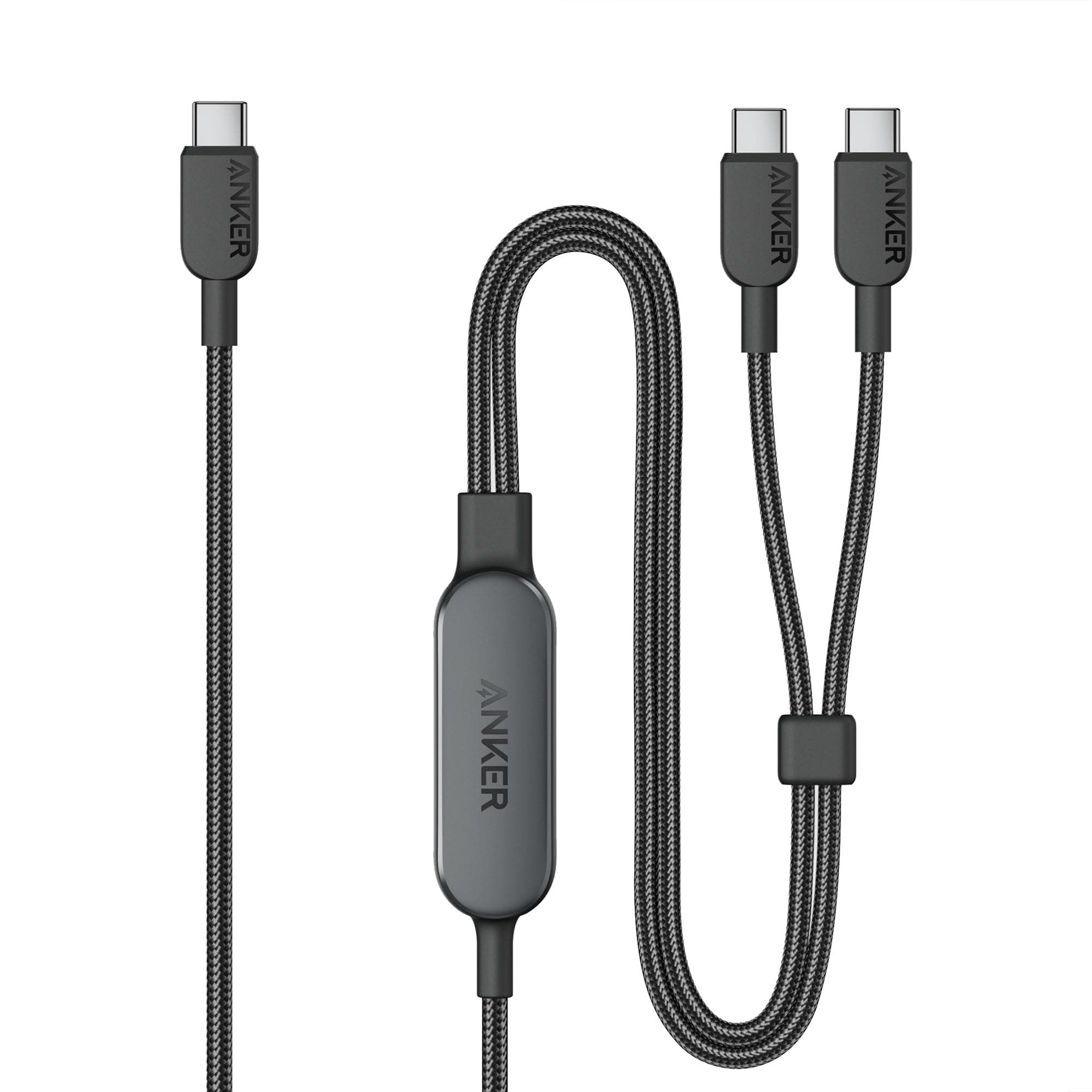 2-in-1 USB-C to USB-C Cable (4 ft, 140W) B2C - UN Black Iteration 1