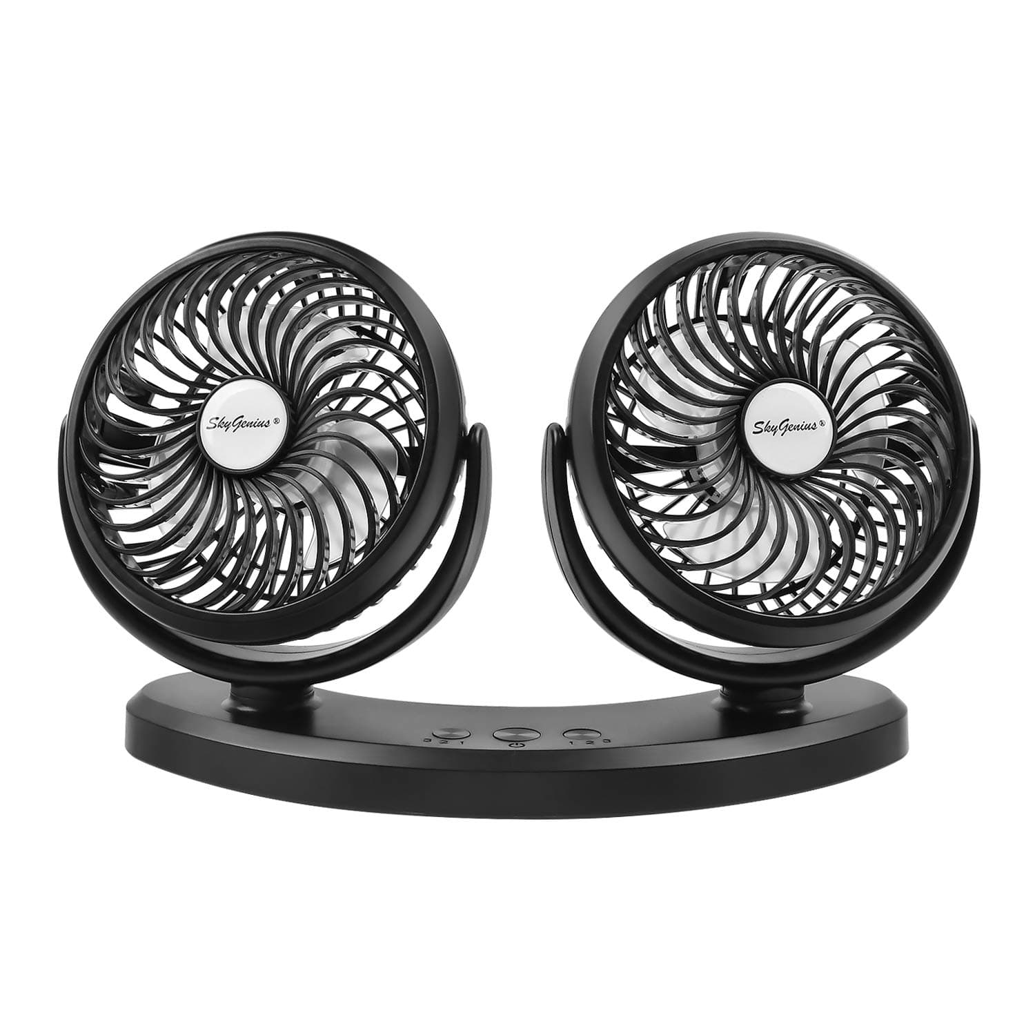 Dual Head USB Powered Car Cooling Fan, 3 Speed Adjustable Auto Fan for Car SUV RV Boat Truck Vehicles Golf, Mini Desk Fan Home Office(5V, 2A)