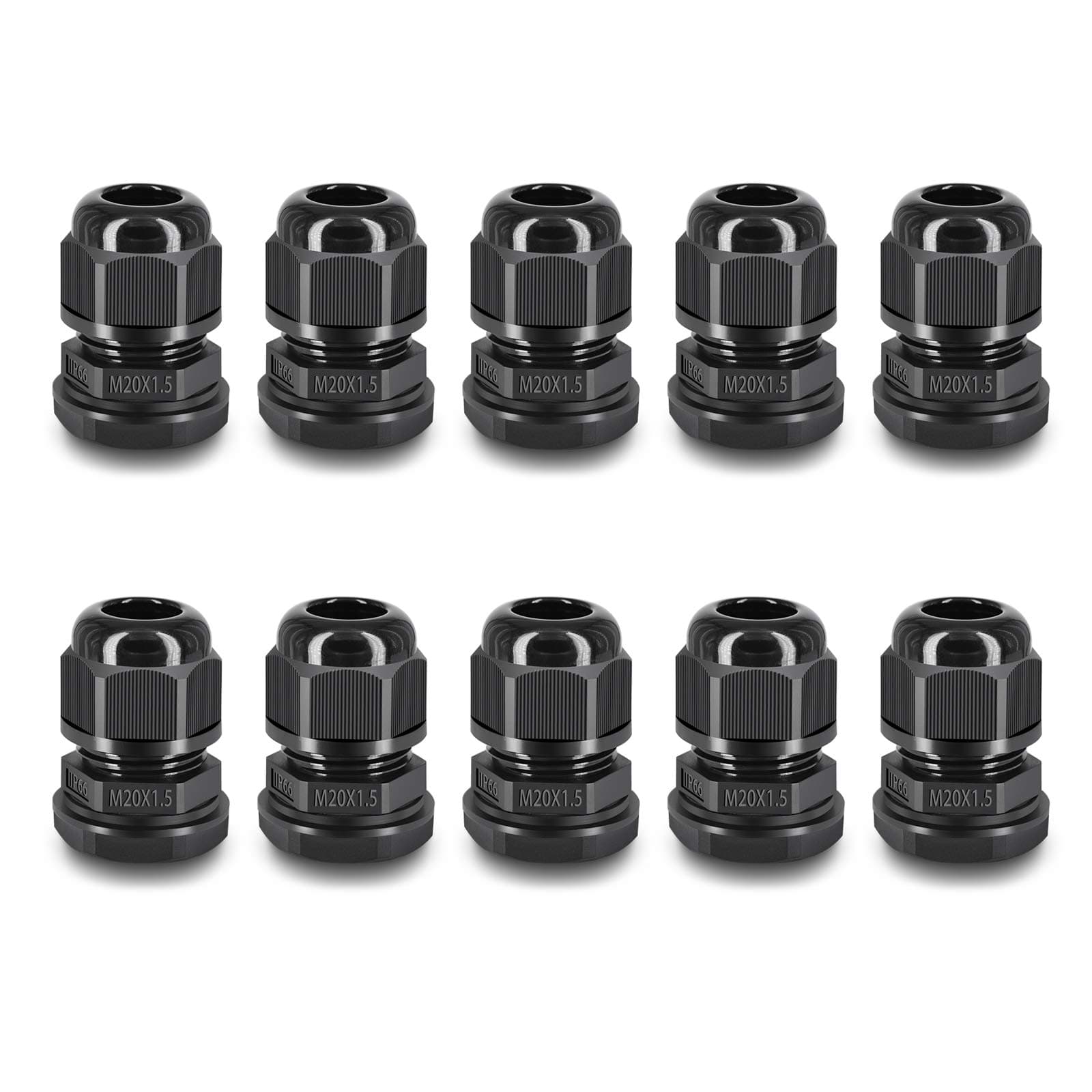 - NineLeaf 10 Piece Waterproof Cable Glands Joints Adjustable 6-12mm Cable Connectors,M20x1.5 Black Compression Cable Glands Joints 20mm Diameter Titting Hole Glands, IP66 for Outdoor Use