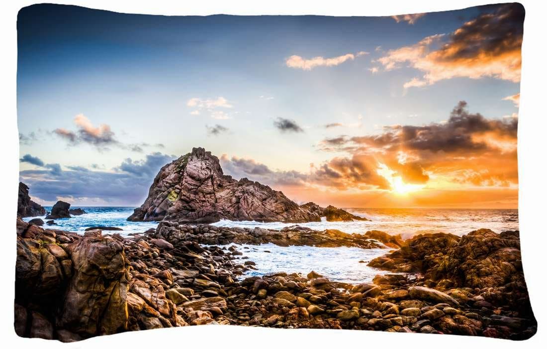 Microfiber Peach Standard Soft And Silky Decorative Pillow Case (20 26 Inch) - Nature Sunrise Sunset Sunset Sunlight Rocks Stones Ocean
