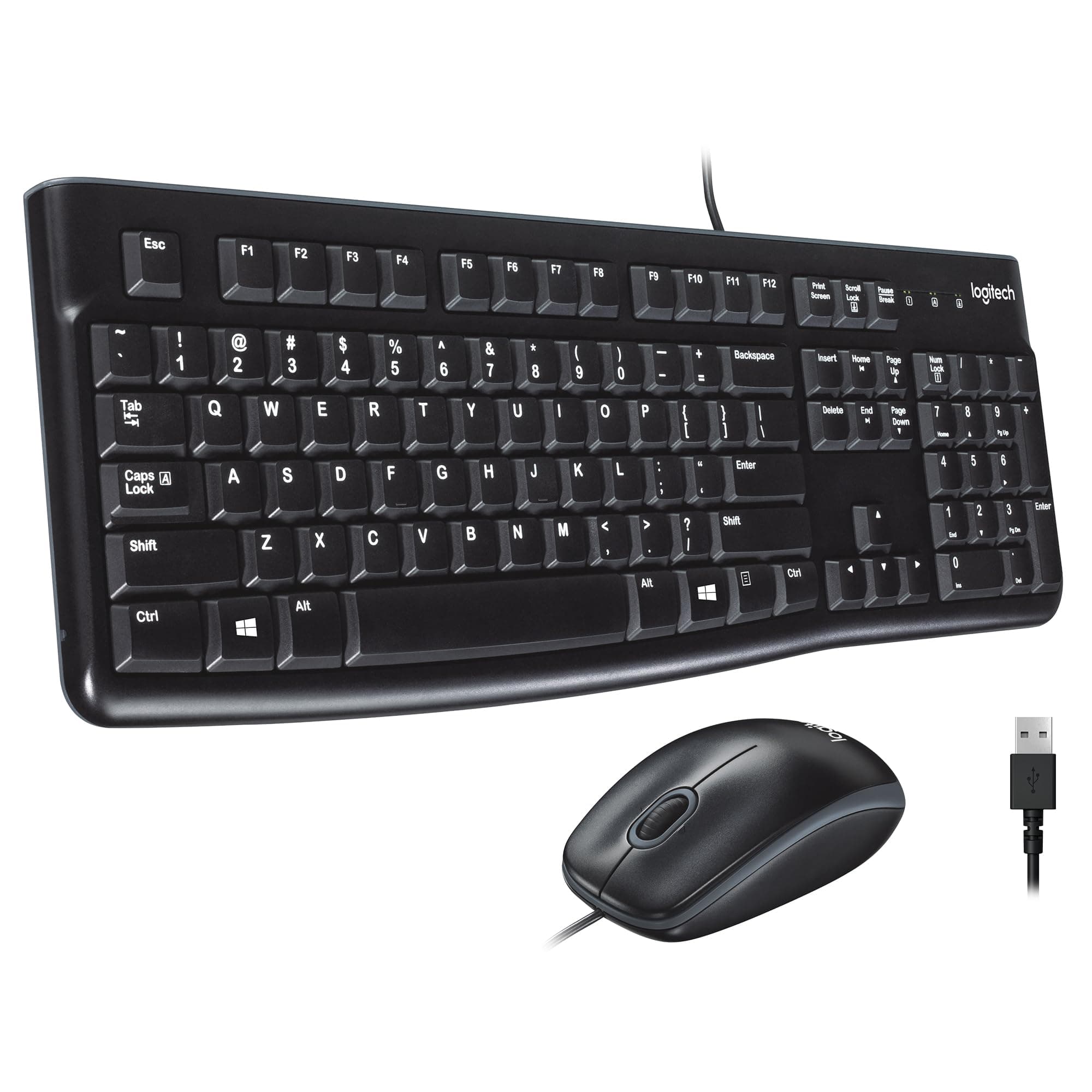 MK120 Wired Keyboard and Mouse Combo for Windows, Optical Wired Mouse, Full-Size Keyboard, USB Plug-and-Play, Compatible with PC, Laptop - Black