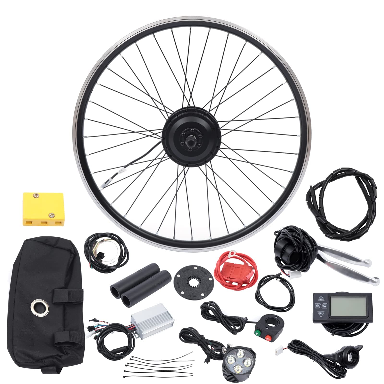 E-Bike Conversion Kits 36V Electric Bike Front Hub Conversion Kit with Brushless Gear Motor 350W Electric Bicycle Conversion Kits Suitable for 26-inch Front Wheel E-Bike