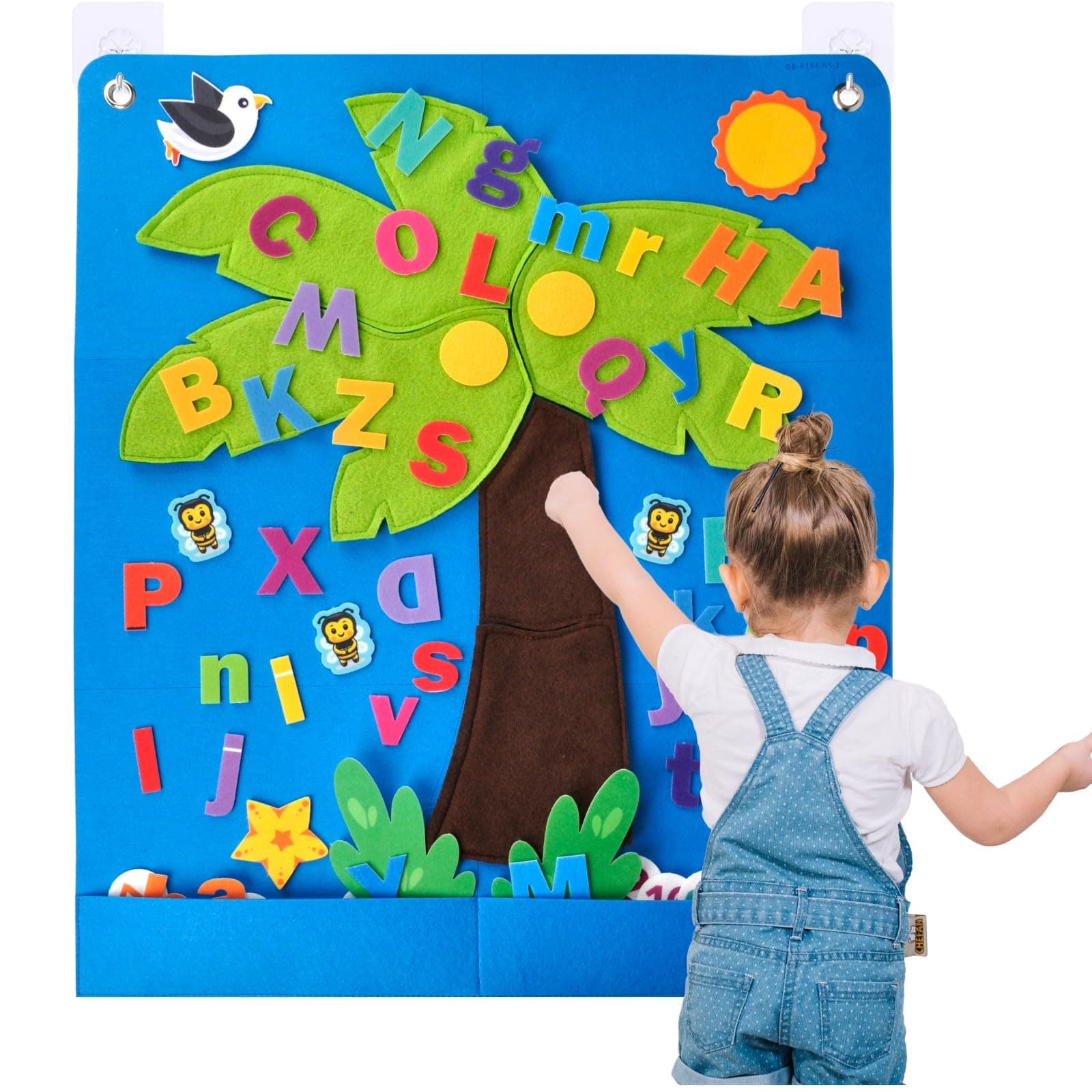 CHEFAN Felt Letter and Number Tree, Coconut Tree Alphabet Game, Felt Story Board Set for Early Education Storytelling, Flannel Board for Wall Teaching Home Classroom Play