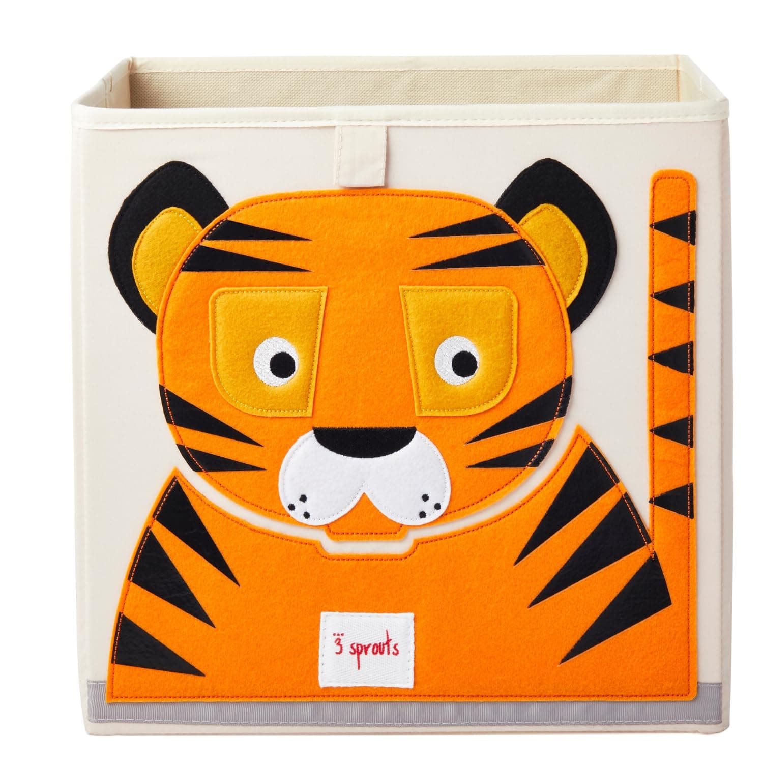 3 Sprouts Cube Storage Box - Organizer Bin for Kids and Kids - Tiger