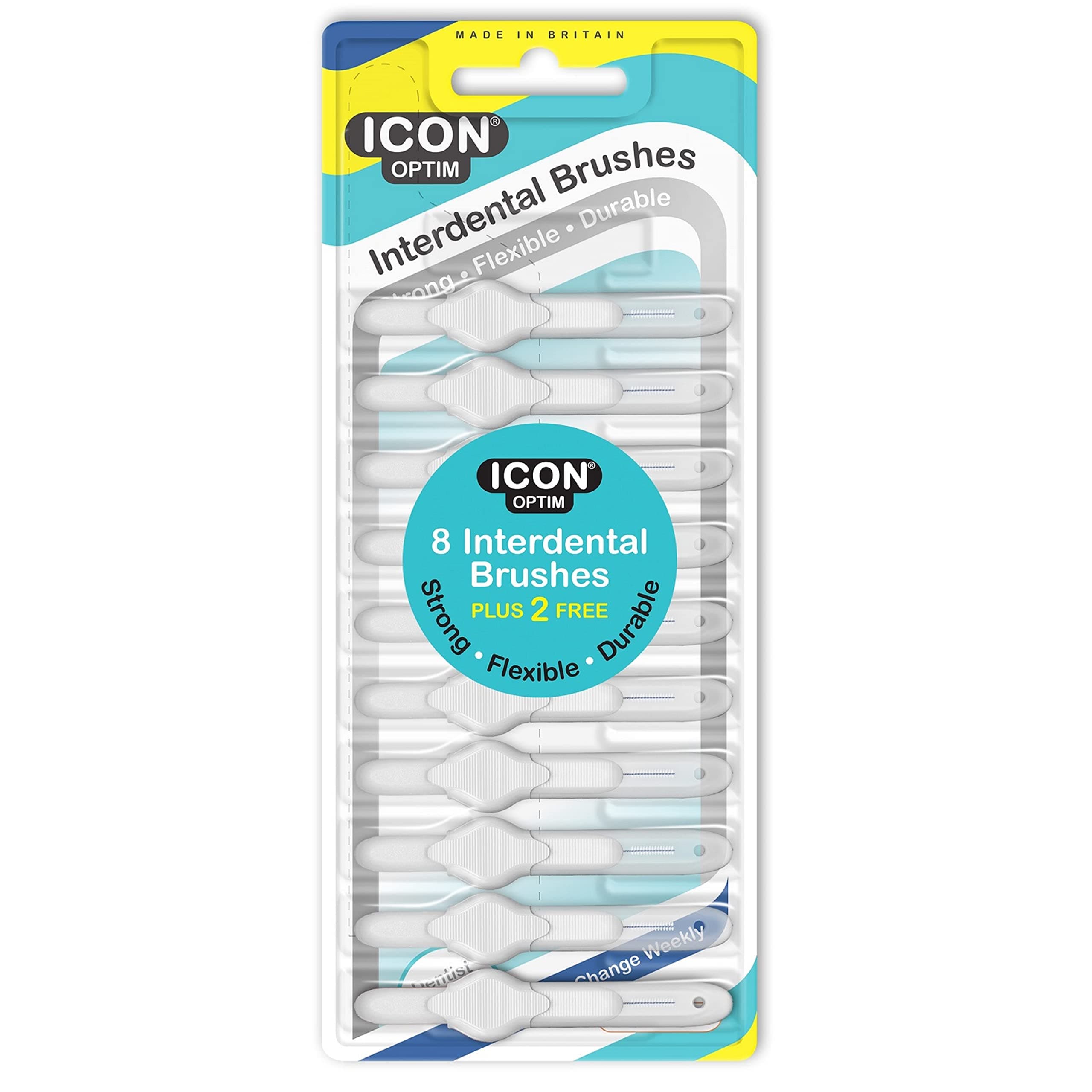 Icon Optim White Standard Interdental Brush - 8 Bush Plus 2 Free Brush in 1 Pack