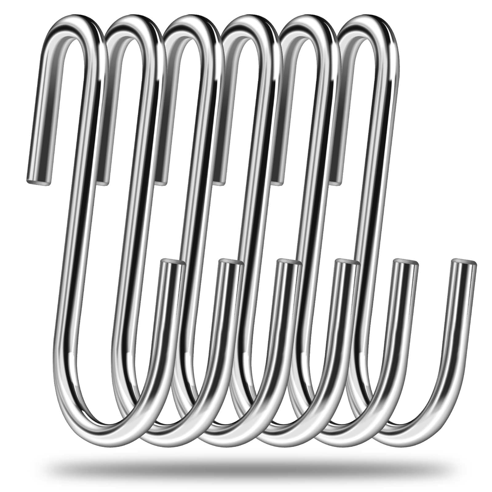 ESFUN 24 Pack 3 inch Heavy Duty S Hooks Pan Pot Holder Rack Hooks Hanging Hangers S Shaped Hooks for Kitchenware Pots Utensils Clothes Bags Towels Plants (Silver)