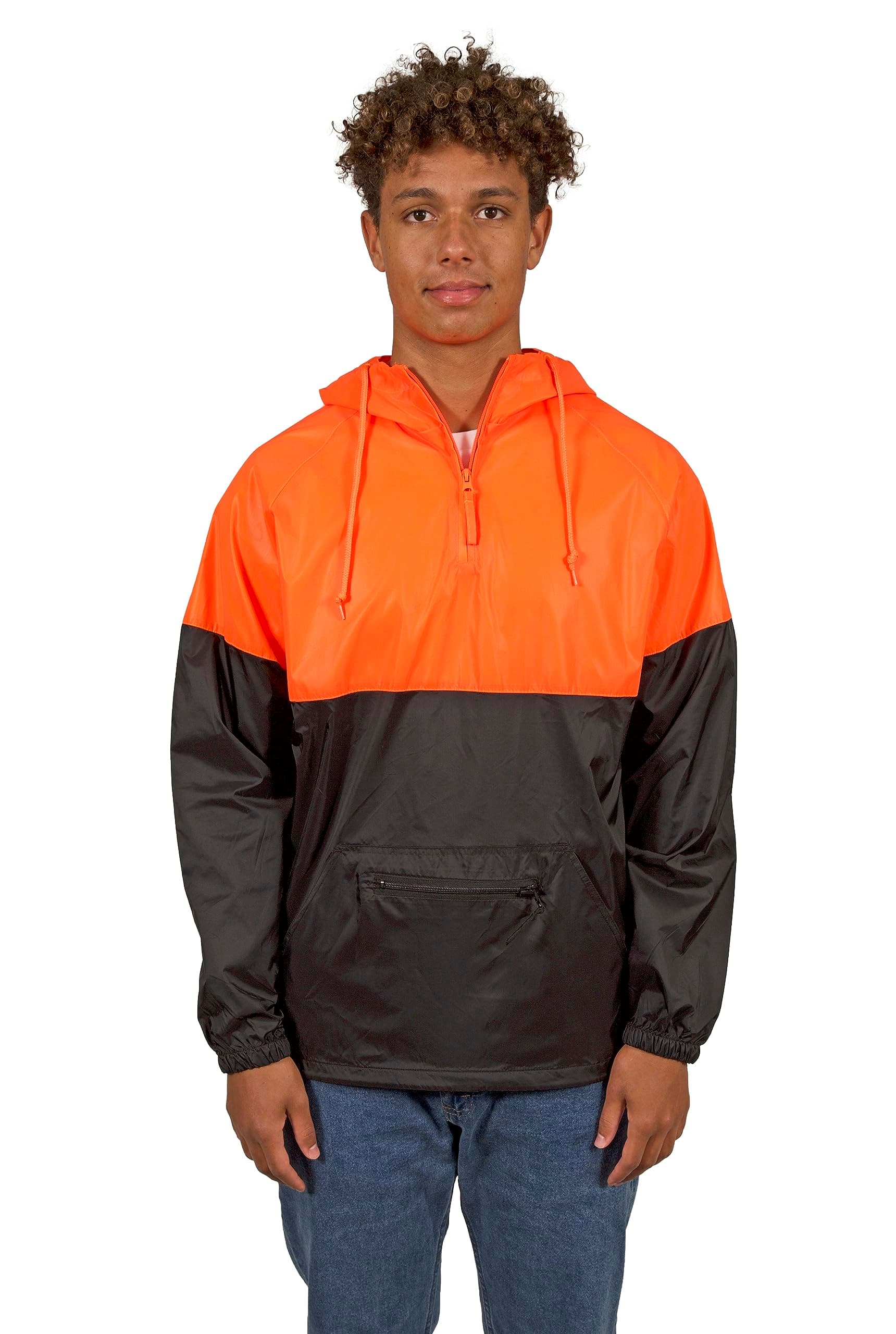 Cottonhood Two Tone Reflective Water Resistant 1/4 Zip Pullover Anorak Windbreaker Jacket