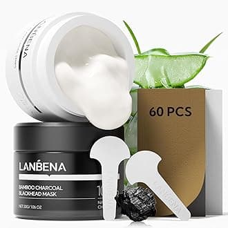 LANBENA Blackhead Remover Nose Pore Strips for Face, 2.0 Upgraded Deep Cleansing Peel off Mask Nose Strips Skincare for All Skin (1.06 Oz/30g) - 60pcs Strips (White+Black)