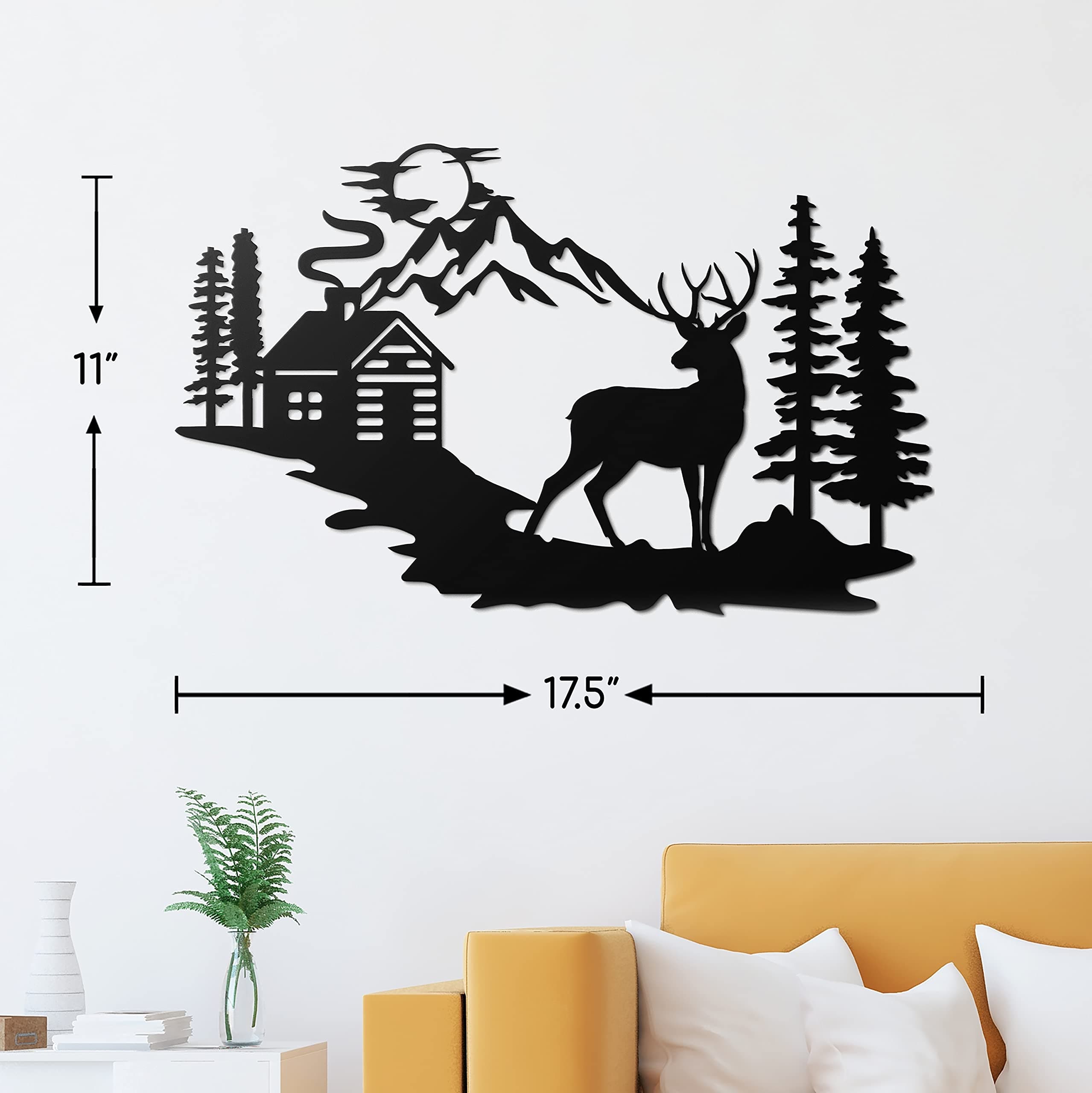 Vivegate Deer Wall Decor – 17.5”X11” Deer Decorations for Home Rustic Forest Wall Decor Deer Pictures Cabin Bathroom Wildlife Metal Wall Art
