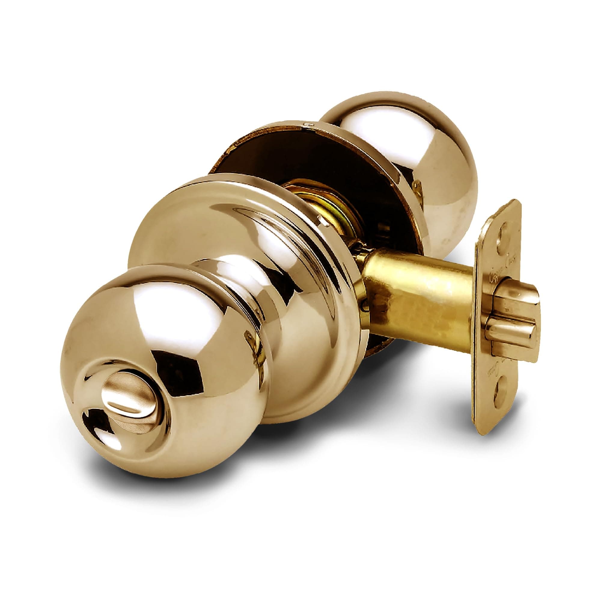 Copper Creek BK2030PB Ball Door Knob, Privacy Function, 1 Pack, Polished Brass