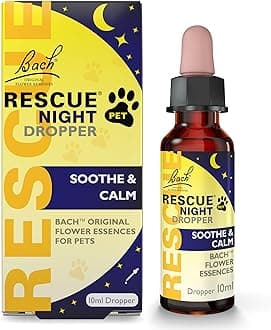 RESCUE Pet Night Dropper (10ml), Separation, Sleepless Nights, Travel, Noise, Calming for Dogs, Cats, & Other Pets, Bach Flower Essences, Gentle, Natural to Promote Relaxation