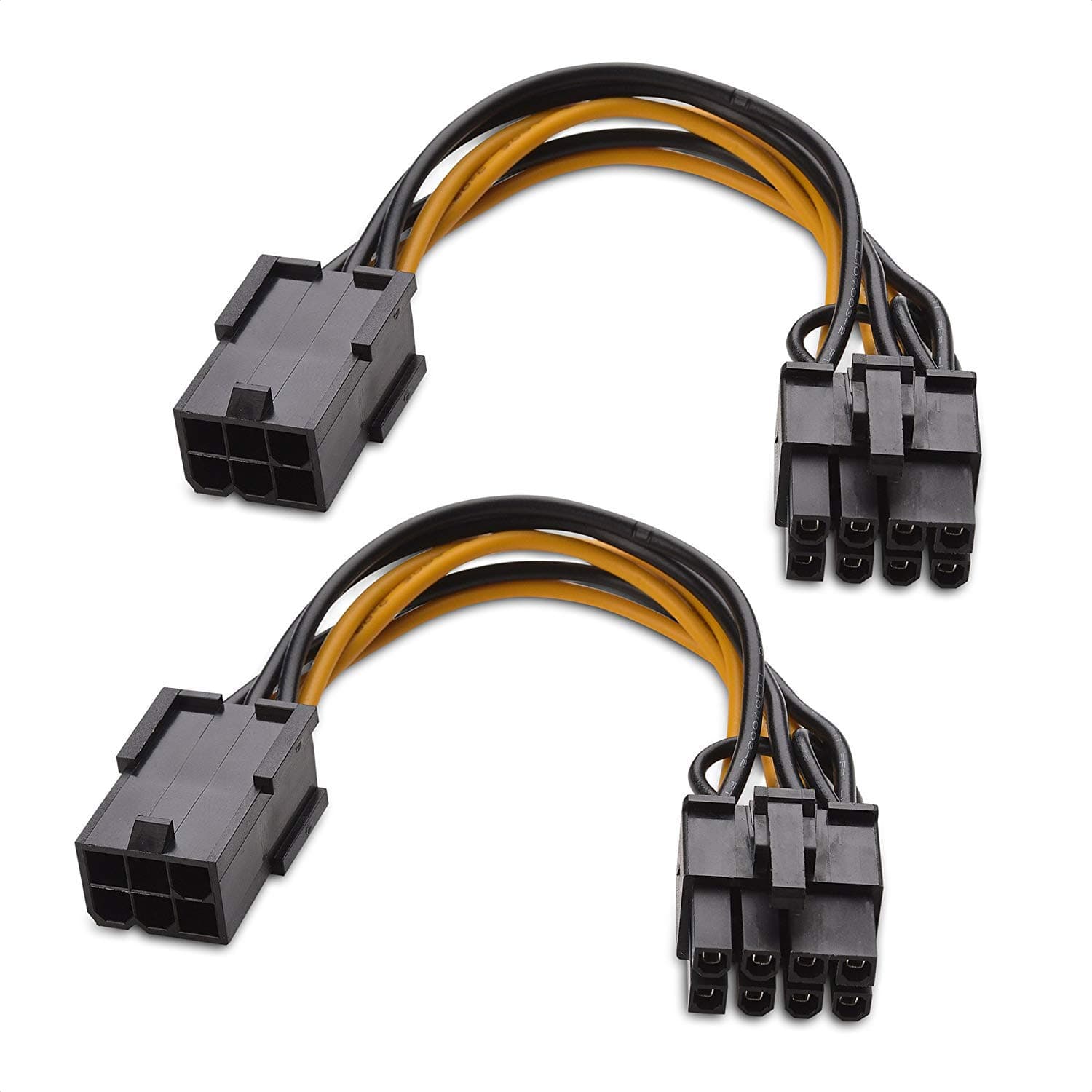 Cable Matters 2-Pack 6-Pin PCIe to 8-Pin PCIe Adapter Power Cable - 4 Inches 6 Pin PCIe to 8 Pin PCIe-Multicolor