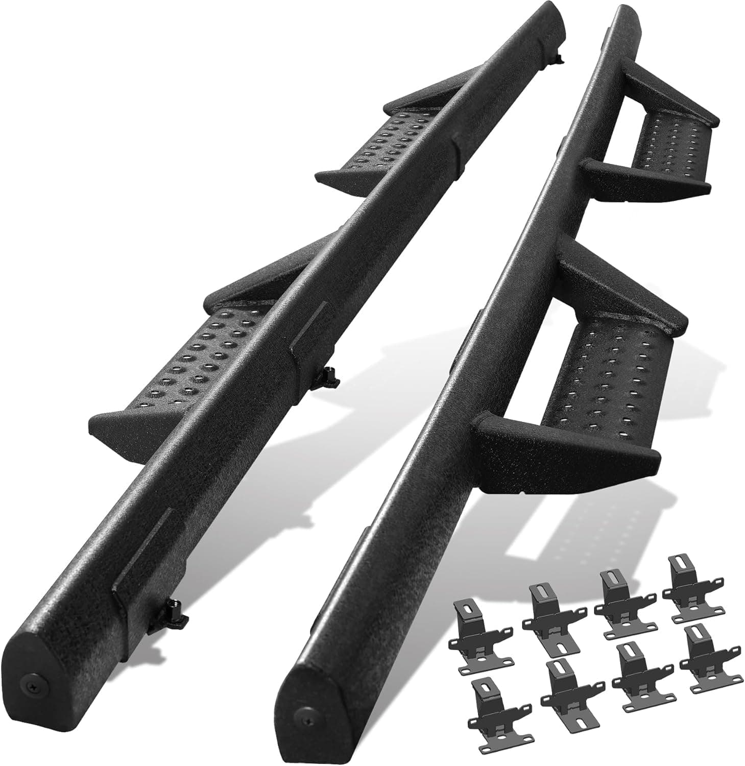 Curve Design Running Boards Compatible with Vehicle 2020-2026 Jeep Gladiator Jt 4 Door, Rock Rails Sliders Drop Down Side Steps Made with Carbon Steel.