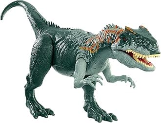 Mattel Jurassic World Toys Roar Attack Allosaurus Camp Cretaceous Dinosaur Figure with Movable Joints, Realistic Sculpting, Strike Feature & Sounds, Carnivore, Kids Gift 4 Years & Up
