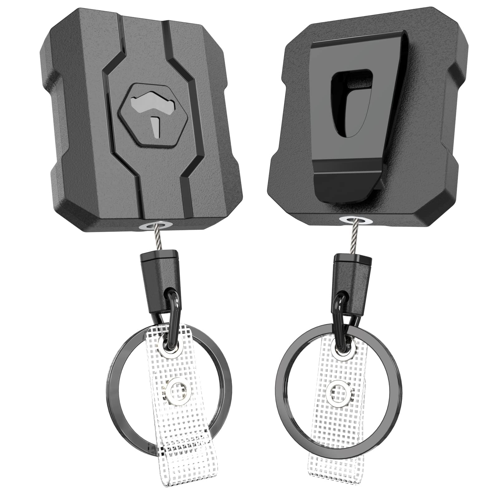VYNCS 2 Pack Retractable Keychain Heavy Duty, Retractable ID Badge Clip Reel, Badge Holder with Belt Clip, 31.5” Steel Cord, 10 oz Rebound