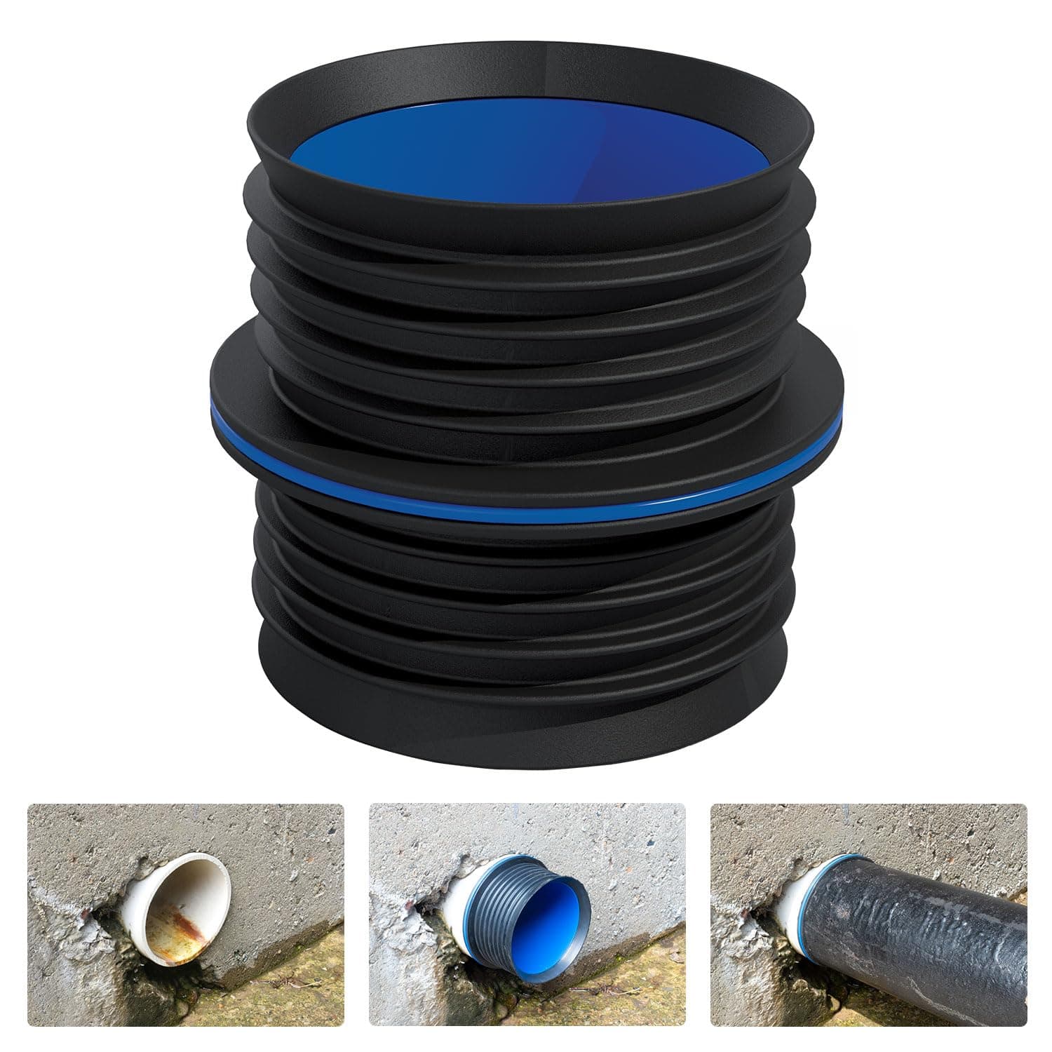 New 4" ICON Pushfit DWV Internal Coupling Sheared Off Pipe Connector, Plastic, Cast Iron and Copper