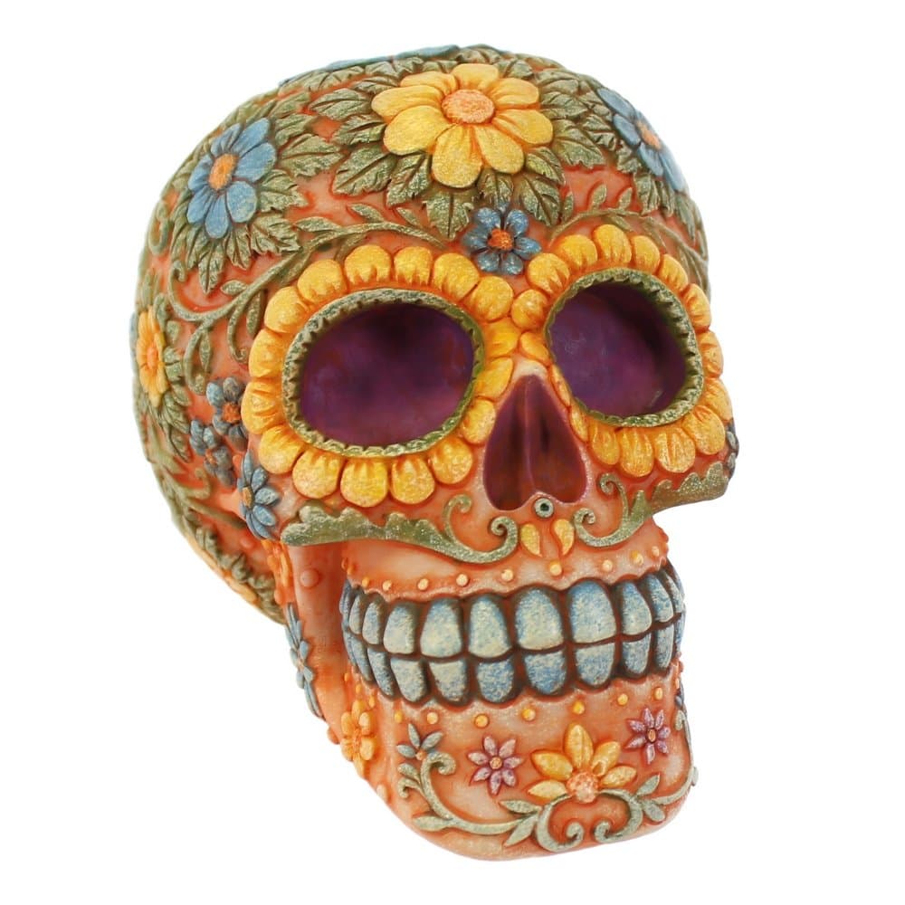 Something Different Wholesale Floral Candy Skull, Orange