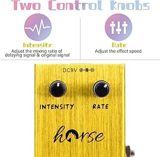 Tremolo Pedal, Horse Electric Guitar Effects Pedals Mini Single Type DC 9V True Bypass (Yellow)