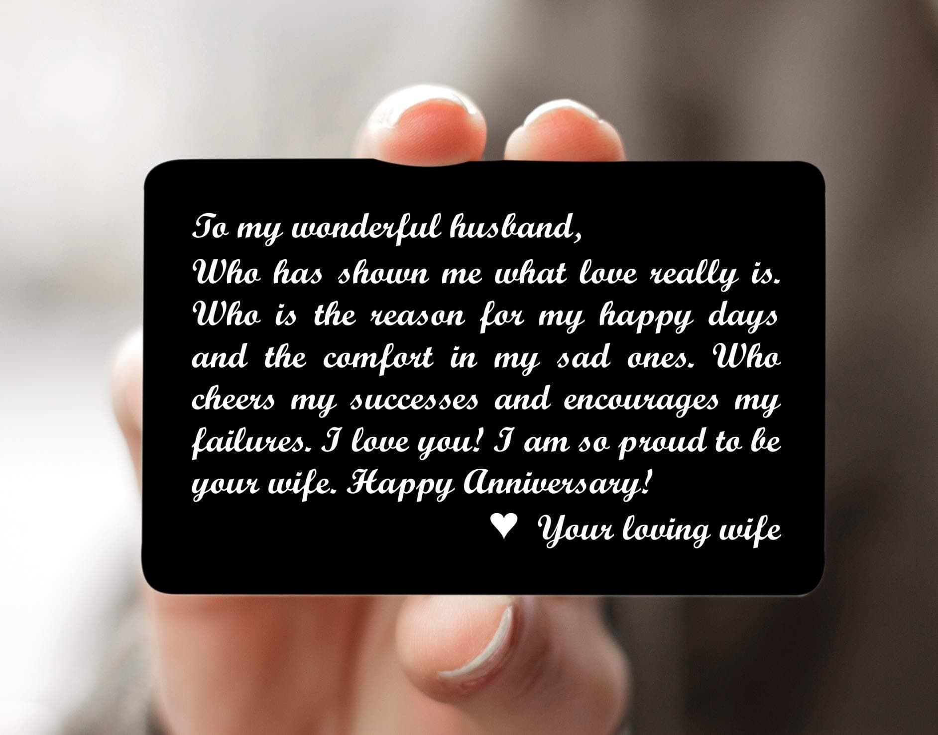 Metal Wallet Card Insert, Mini Love Note Anniversary Gift for Him, Engraved Aluminum Wallet Love Note Insert, Anniversary Gifts for Men, Husband Gift WC04