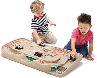 Simplay3 Portable Carry and Go Kids Race Track Toy Car Train Table, 2-Sided No Assembly for Children 3 4 5 6 7 Years Old Boys Girls, Made in USA