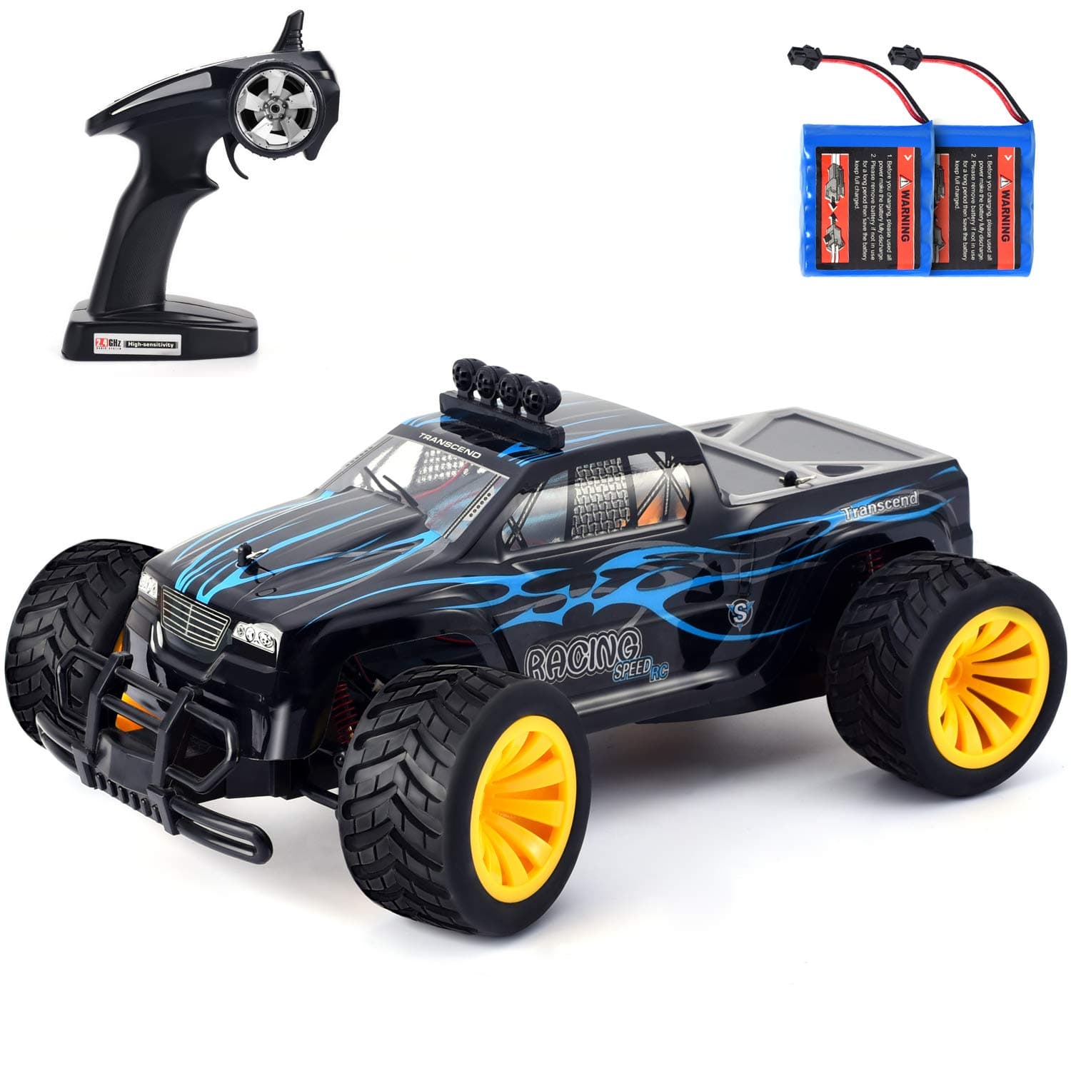 Remote Control Car - Geburun 1/16 Scale High Speed RC Racing Cars 25 KM/H,2.4 GHz Off Road RC Truck for Boys & Girls,2 Rechargeable Batteries for 30 Min Play, Toy Gifts for Kids-Black