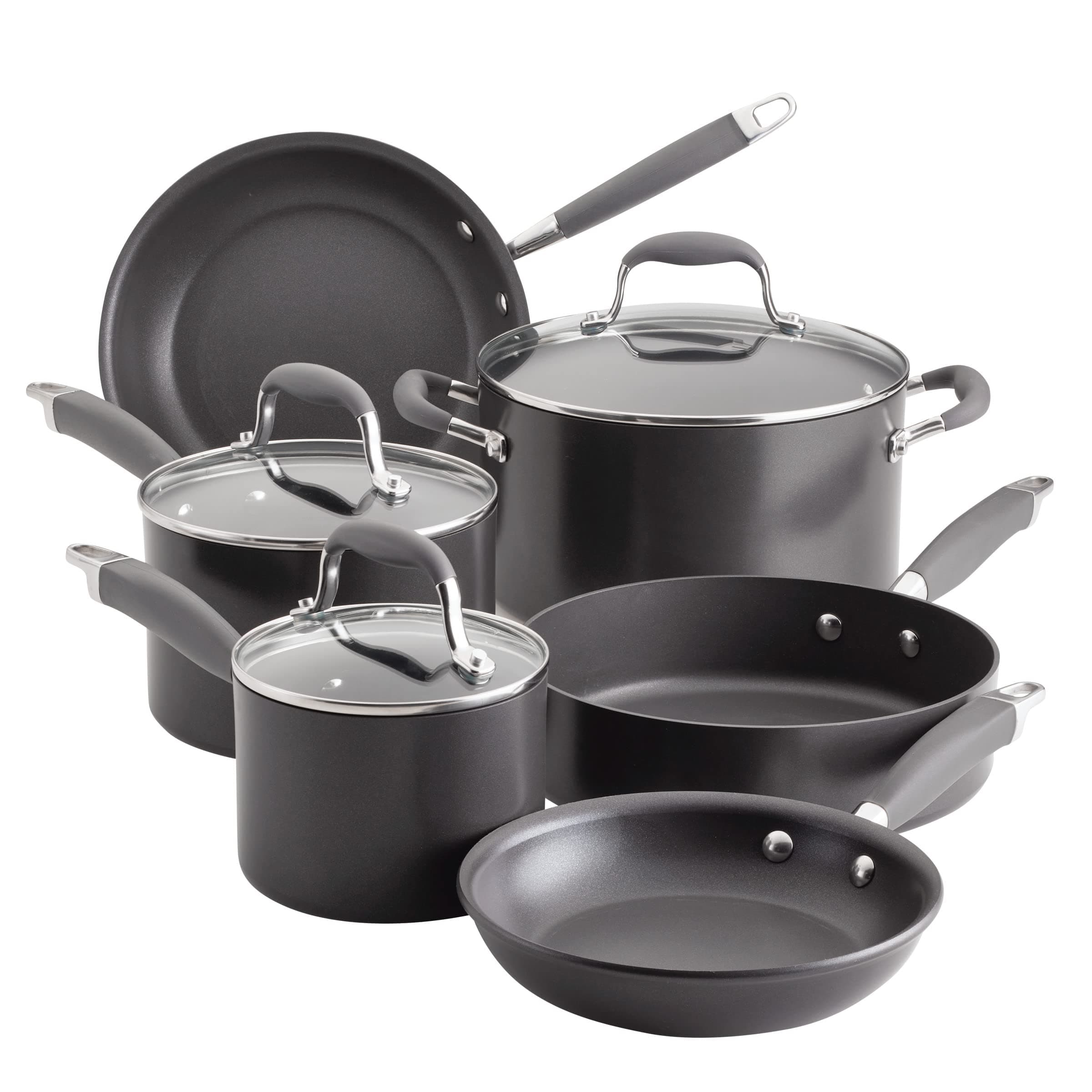 Advanced Home Hard Anodized Nonstick Cookware/Pots and Pans Set, 9 Piece - Moonstone