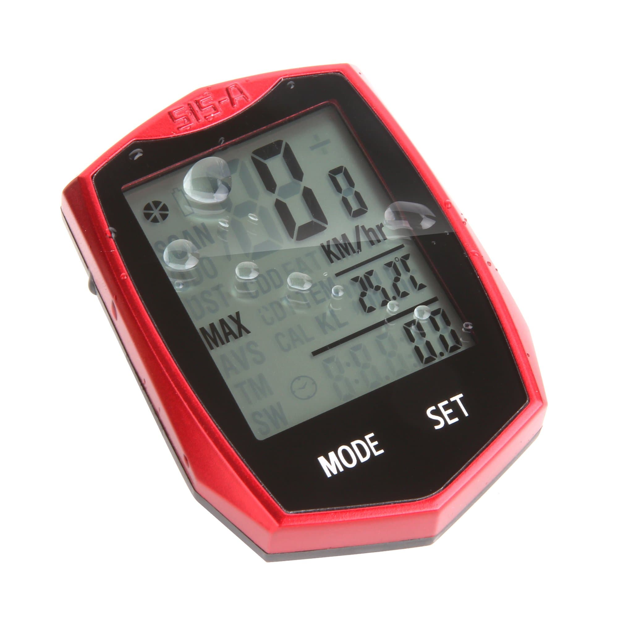 Kolier Cycle Computer, Wireless Speedometer with Motion Sensor, Multifunction Waterproof Auto Wake-up Bike Computer for Tracking Riding Speed and Distance, Backlight LCD Display Odometer - Red