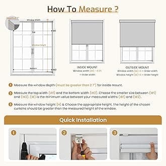 Grandekor Motorized Roller Shade with Remote Control,Motorized Blinds 100% Blackout Electric Shades, Cordless Window Blinds Shades for Bedroom Living Room Office,White,W33 xH72