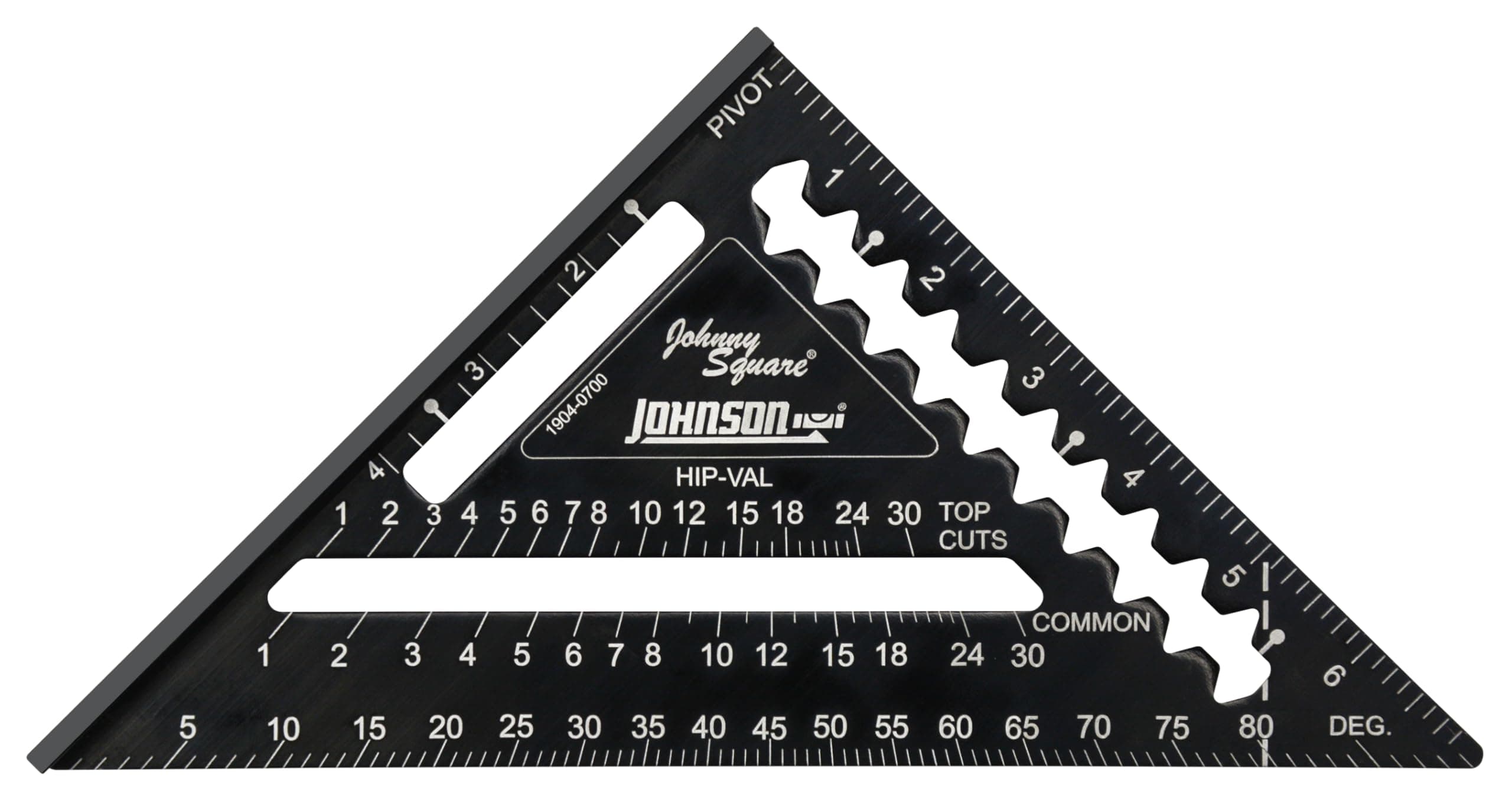 Level & Tool 1904-0700 Johnny Square Professional Easy-Read Aluminum Rafter Square, 7", Black, 1 Square
