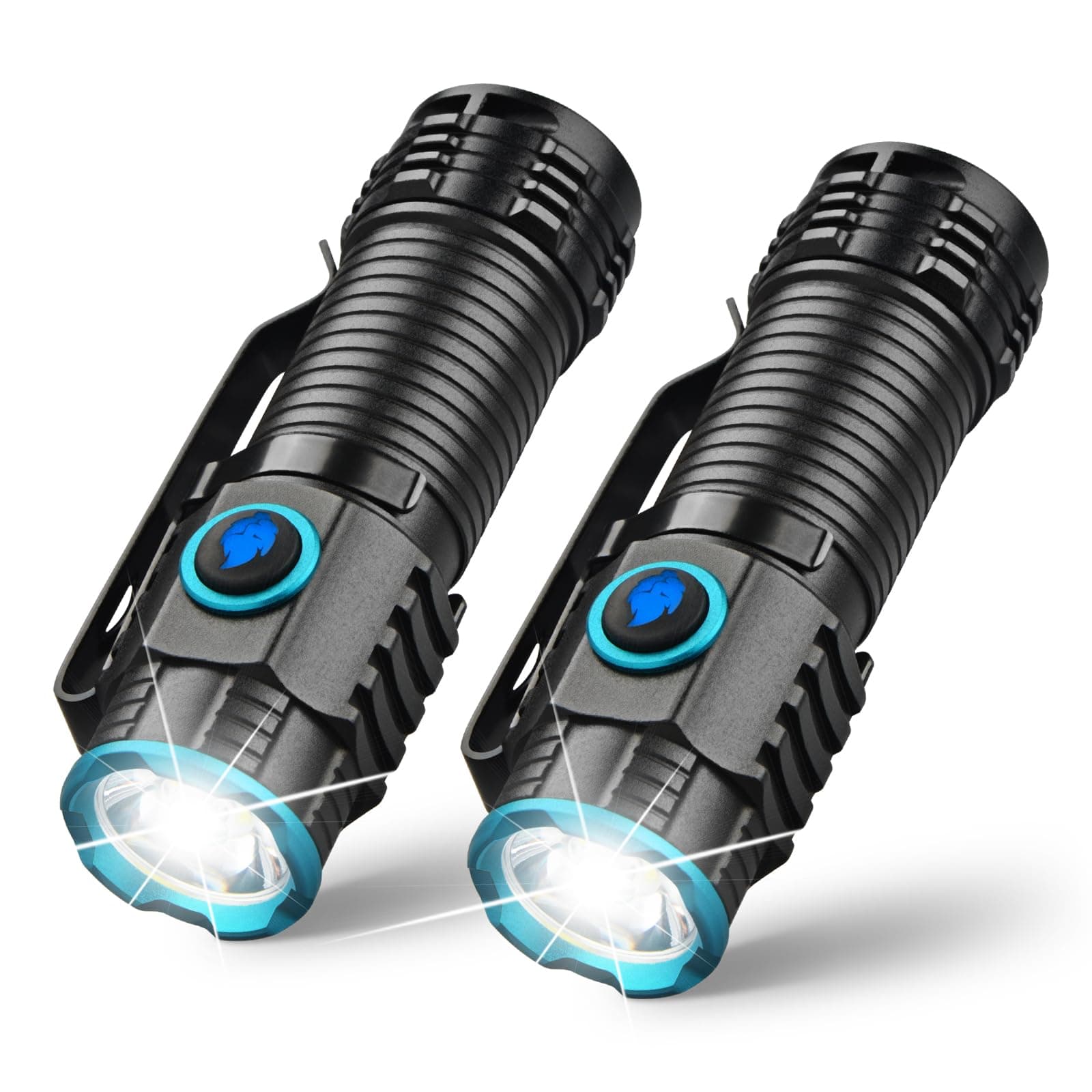 Compact 1000 High Lumens EDC Pocket Flashlight, Mini Flashlights Powerful - Rechargeable, Versatile for Camping, Hiking and Emergencies - Pack of 2