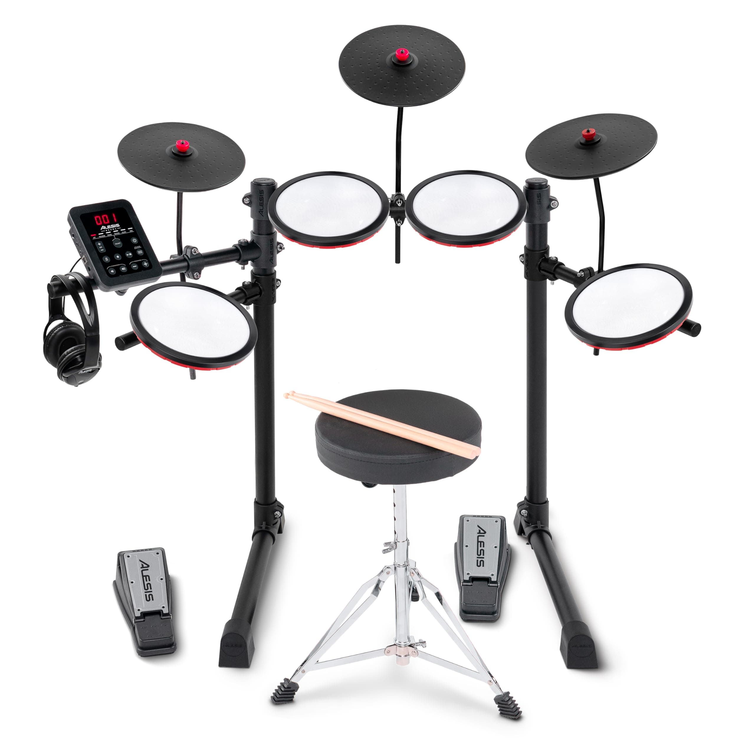 Alesis Turbo Max Electric Drum Kit with Quiet 8-inch Mesh Pads, Lessons, Bluetooth and Accessories, Foldable