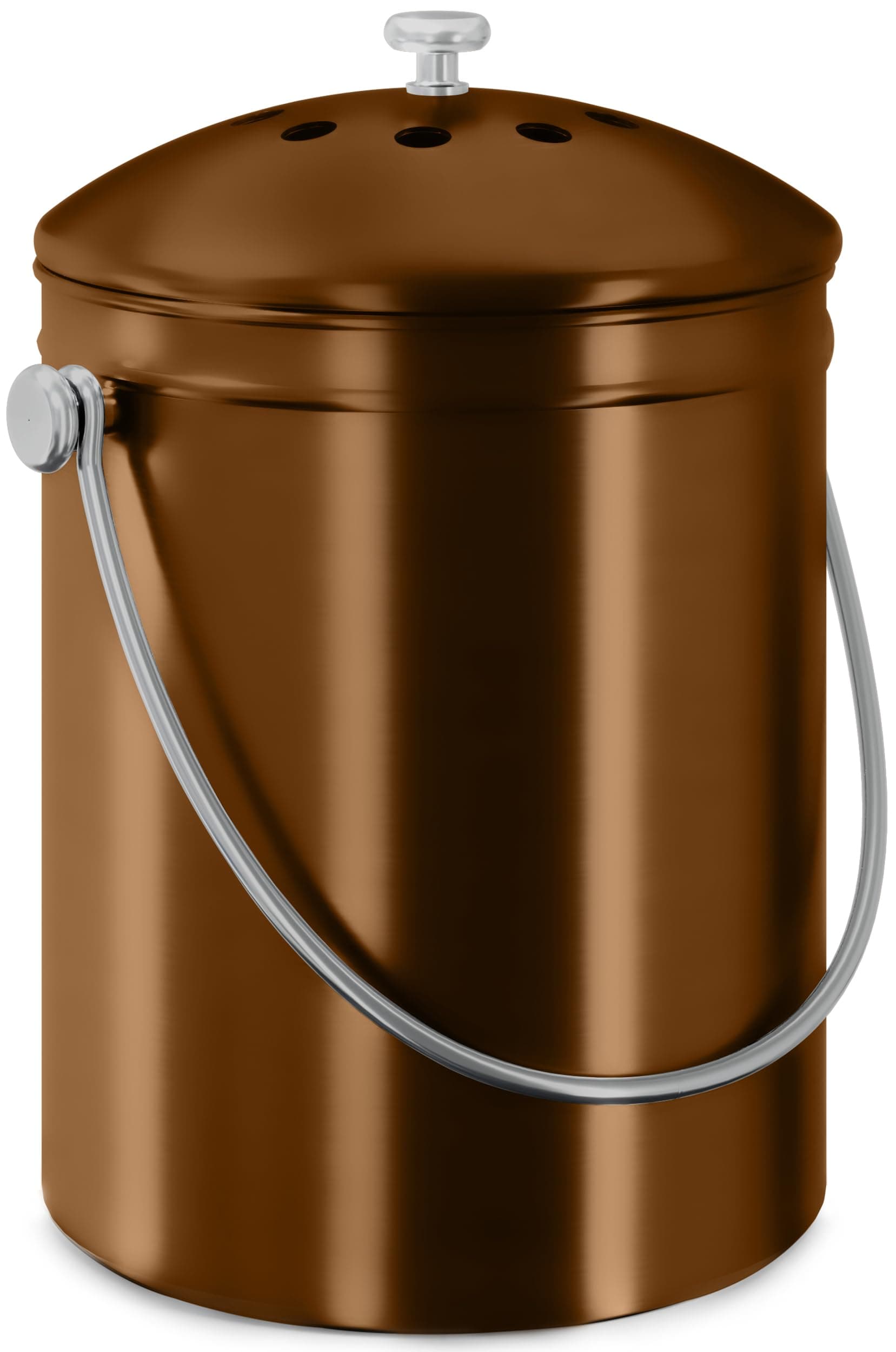 Utopia Kitchen Compost Bin for Kitchen Countertop, 1.3 Gallon Compost Bin for Kitchen with Lid, Includes 1 Spare Charcoal Filter (Copper)