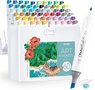 Alcohol Markers Double Tipped Slim Broad and Fine Art Marker for Artists Adult Coloring Drawing Landscape Sketch - 60 Colors Kaala Markers Refillable Art Pen Gift