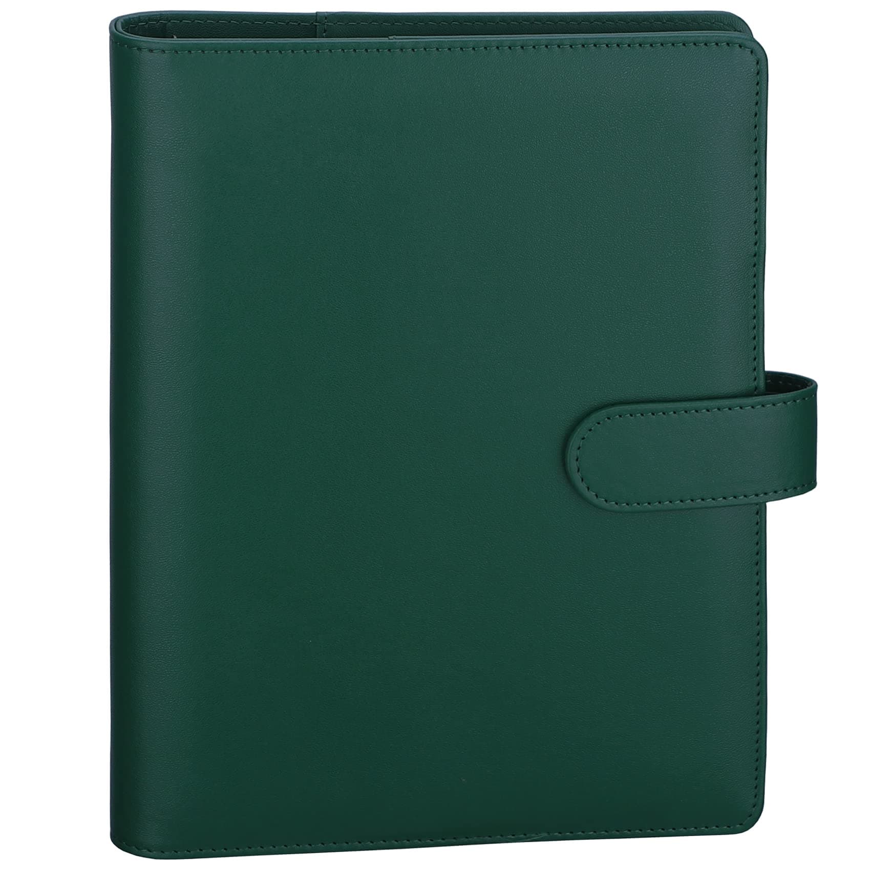 Antner A5 Notebook Photocard Binder 6 Ring Planner Binder for A5 Refill Paper, PU Leather Refillable A5 Budget Binder Loose Leaf Organizer Binder Cover with Magnetic Buckle for Budgeting, Dark Green