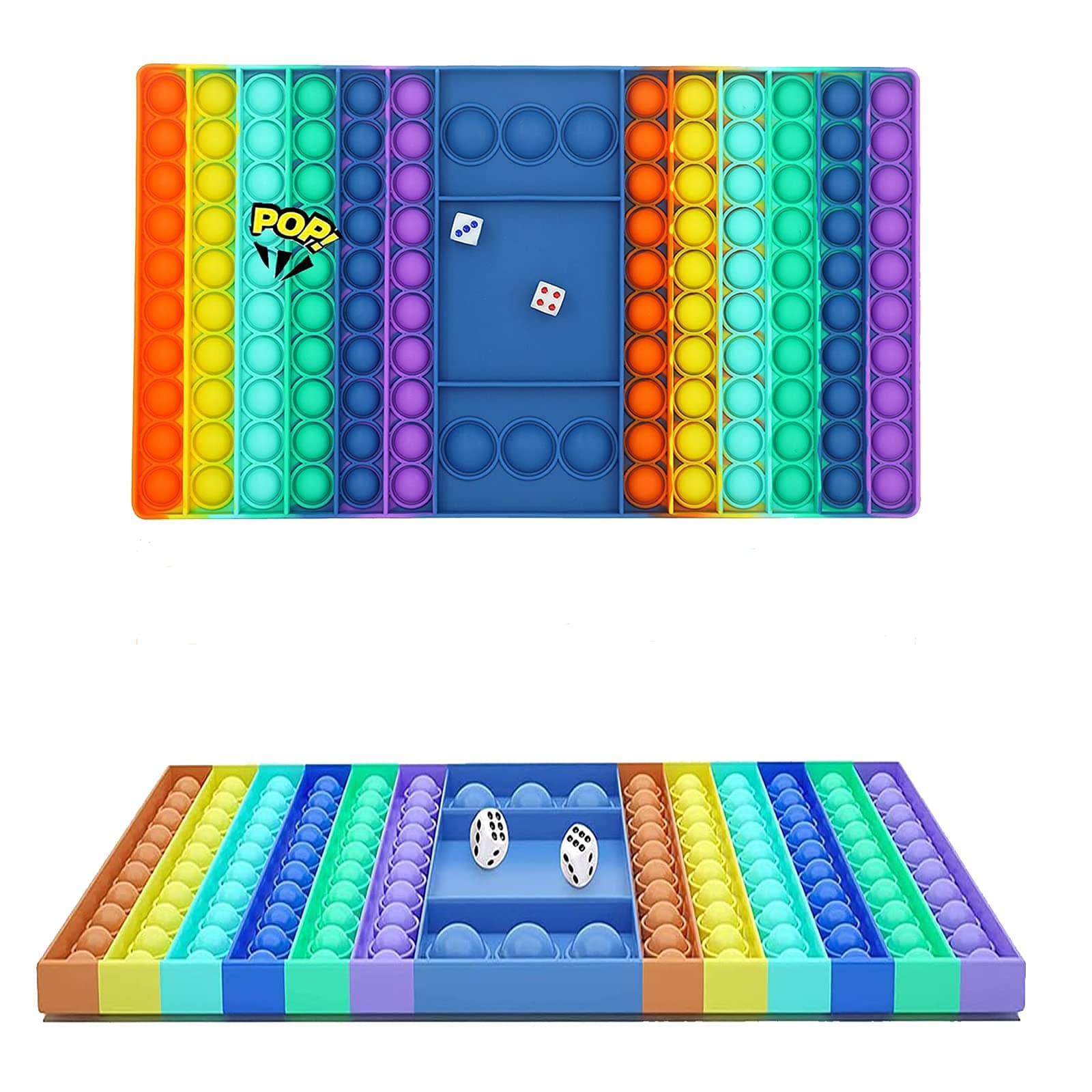 Big Size Push Pop Fidget, Silicone Rainbow