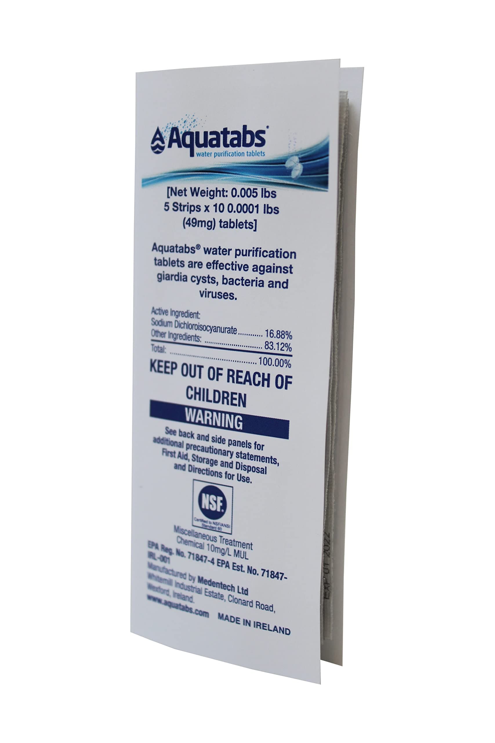 Aquatabs 49mg Water Purification Tablets - 50 Pack
